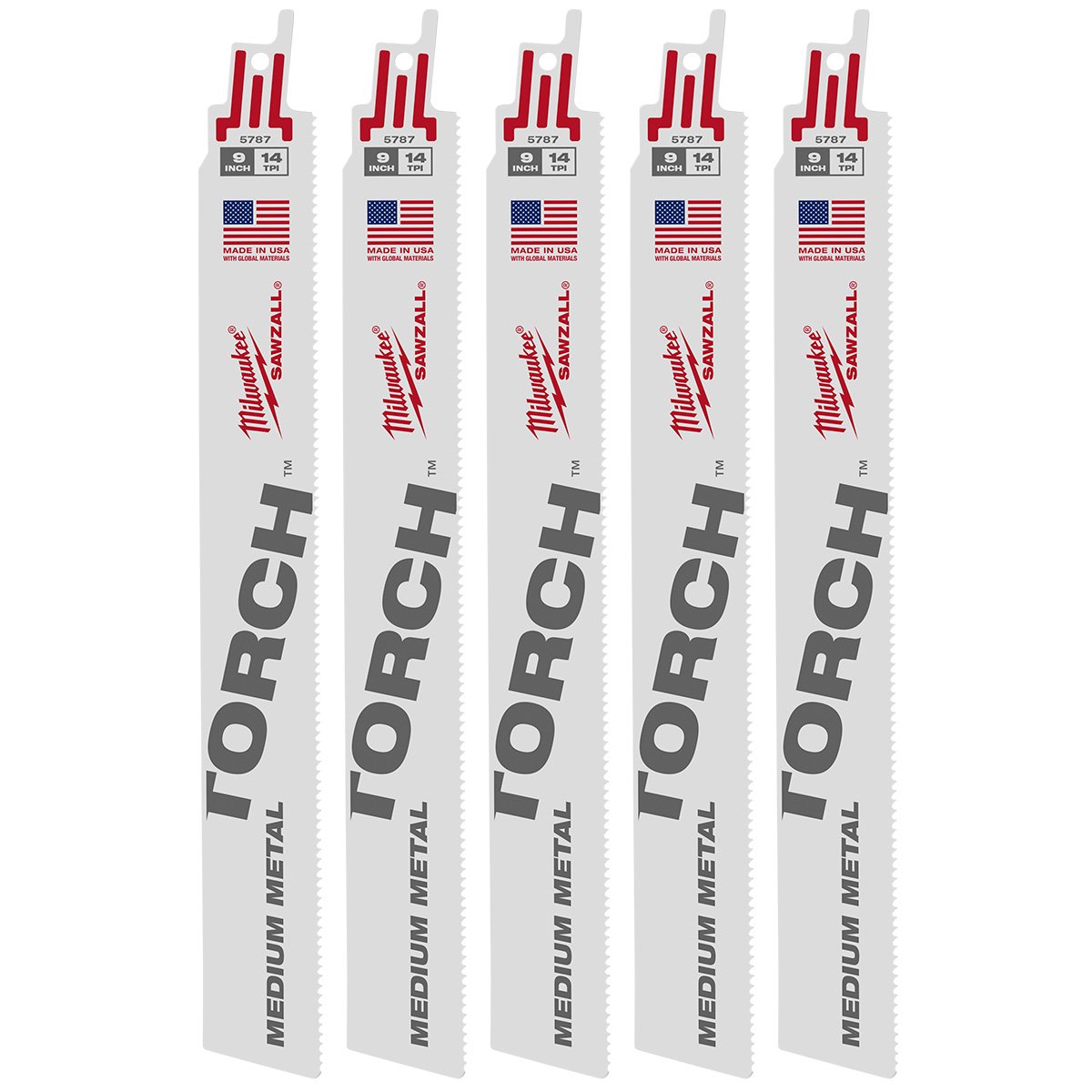 Milwaukee 48-00-5787 9" 14 TPI The Torch™ SAWZALL® Blades (5 Pk) - product view