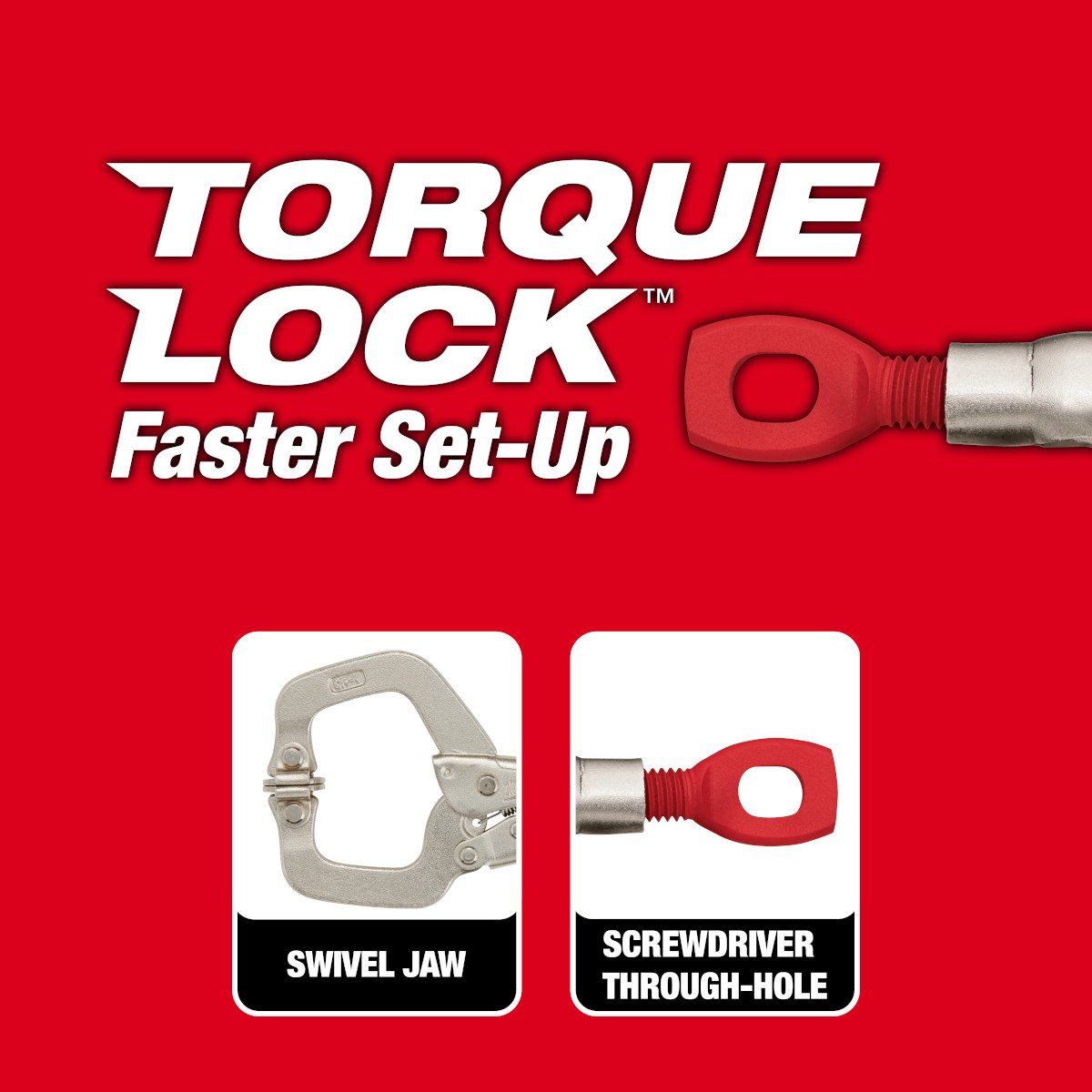 Milwaukee 48-22-3522 6 Inch TORQUE LOCK™ Locking C-Clamp With Swivel Jaws - feature callout