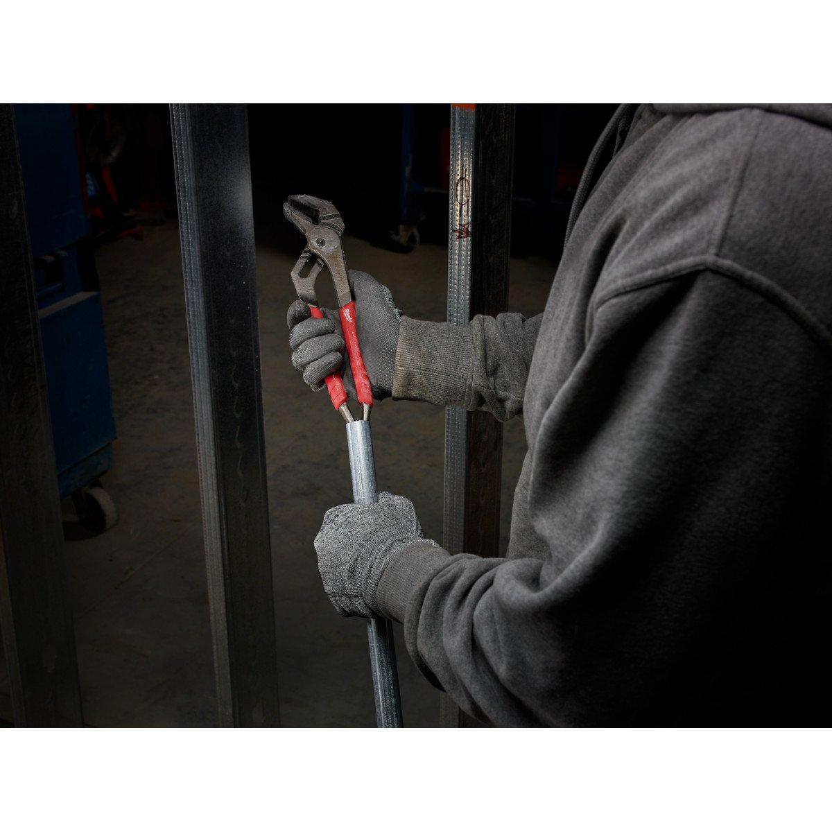 Milwaukee 48-22-6312 12 in. Straight-Jaw Pliers - in use