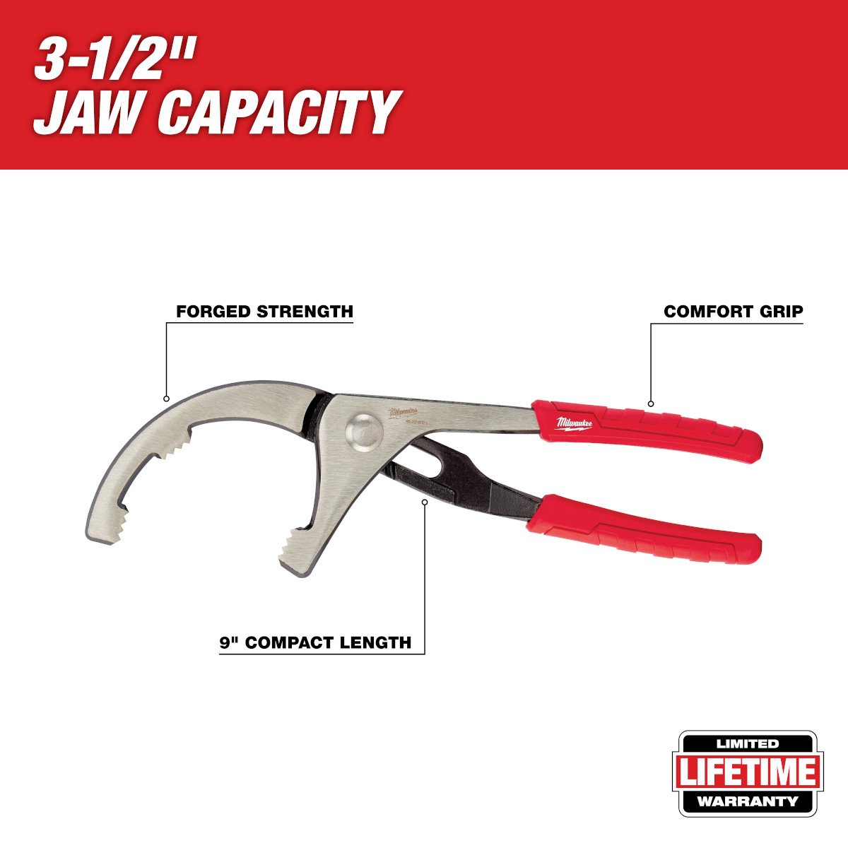 Milwaukee 48-22-6321 PVC/Oil Filter Pliers - feature callout