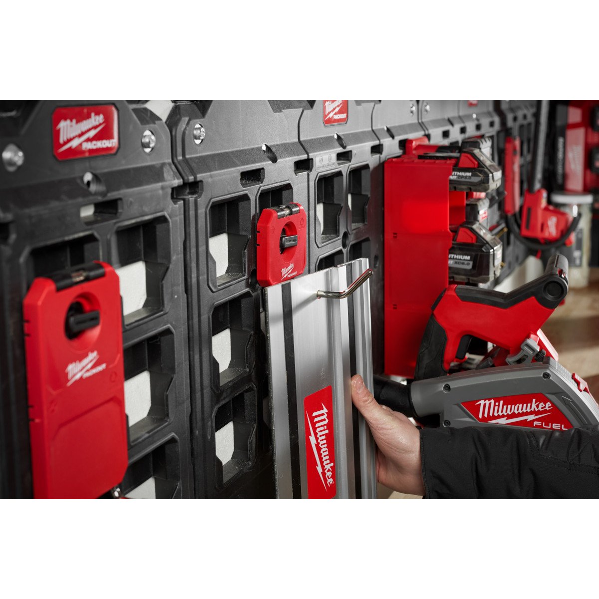Milwaukee 48-22-8328 PACKOUT™ 4" Single Straight Hook - in use