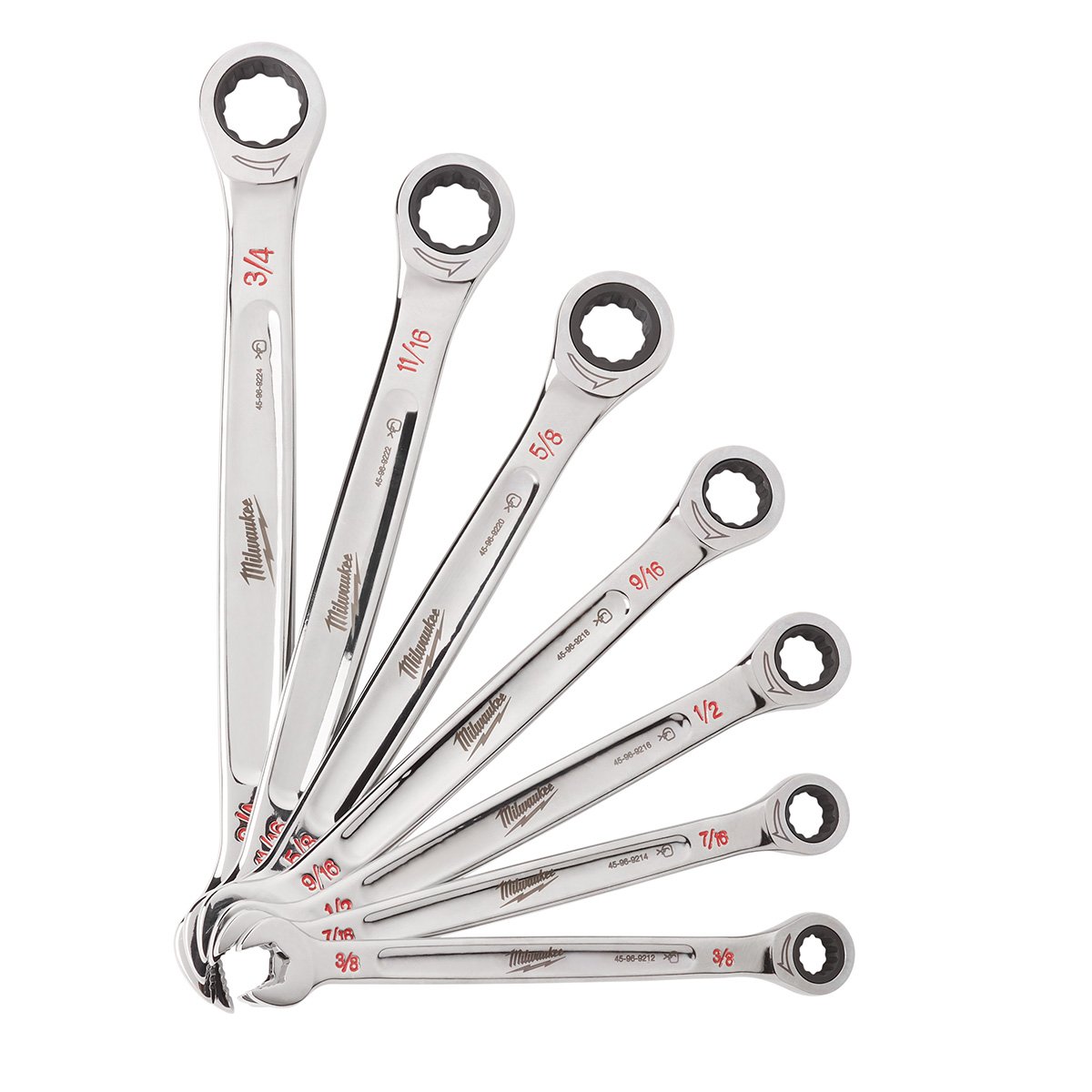 Milwaukee 48-22-9406 7pc Ratcheting Combination Wrench Set - SAE - product view