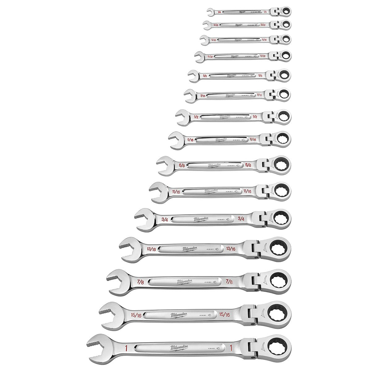 Milwaukee 48-22-9413 15pc SAE Flex Head Ratcheting Combination Wrench Set - product view