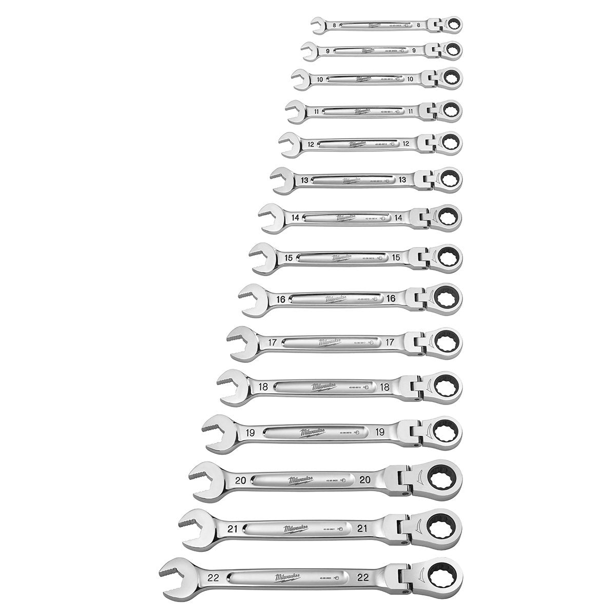 Milwaukee 48-22-9513 15pc Metric Flex Head Ratcheting Combination Wrench Set - product view