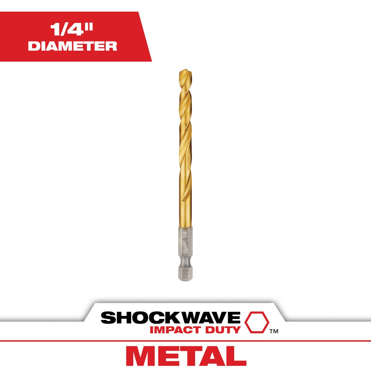 Milwaukee 48-89-4613 1/4 in. Titanium SHOCKWAVE™ Drill Bit - feature callout
