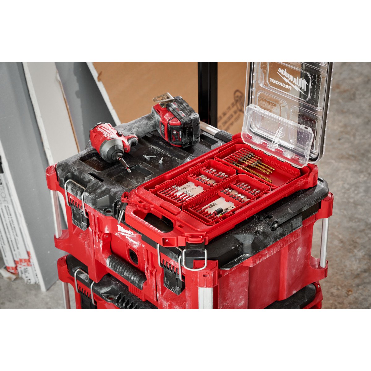 Milwaukee 48-89-4670 SHOCKWAVE Impact Duty™ RED HELIX™ Titanium Drill Bit Set - 15PC - in use