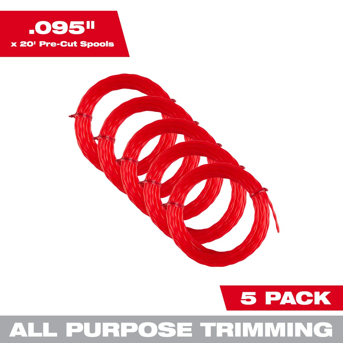 Milwaukee 49-16-2782 .095" x 20' Trimmer Line 5pk - feature callout