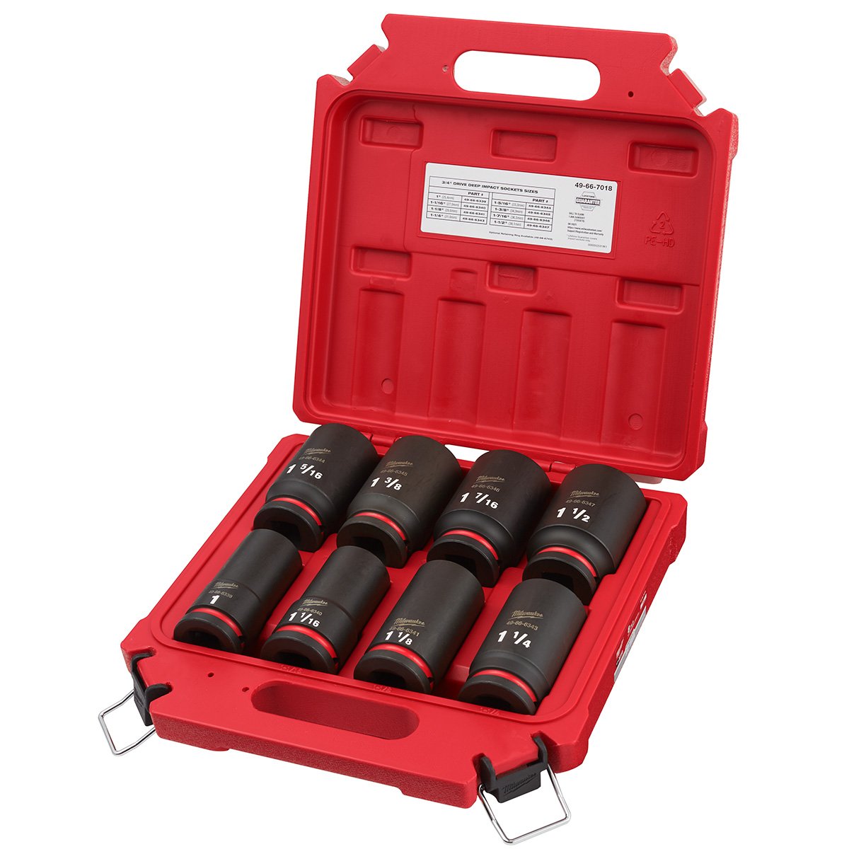 Milwaukee 49-66-7018 8PC SHOCKWAVE Impact Duty™ 3/4" Drive SAE Deep 6 Point Socket Set - product view