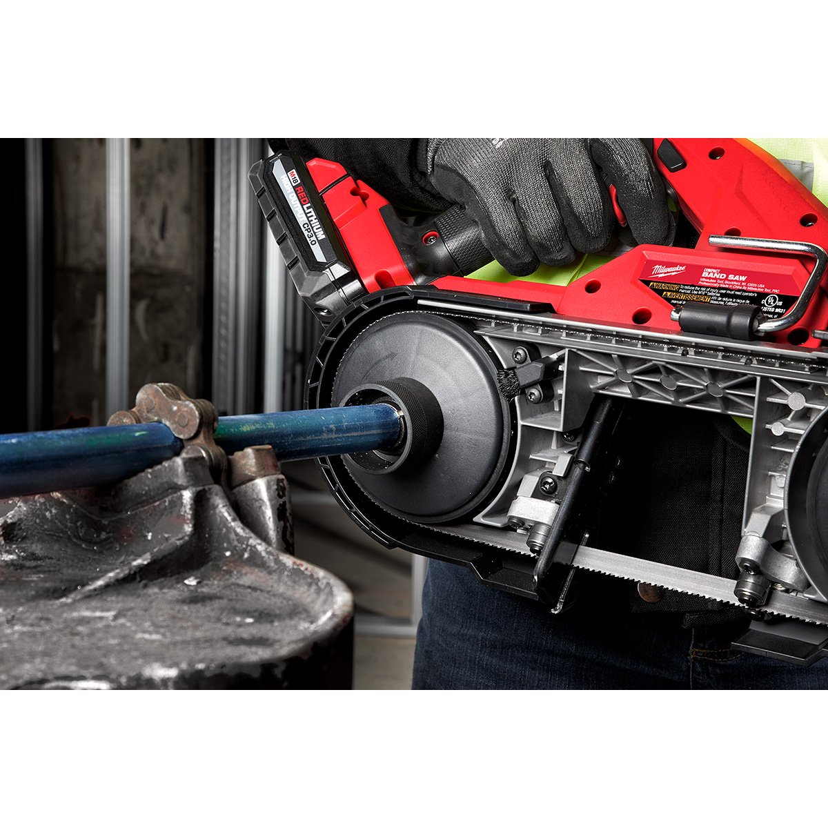 Milwaukee 49-90-2029 Compact Band Saw Reamer Attachment - in use