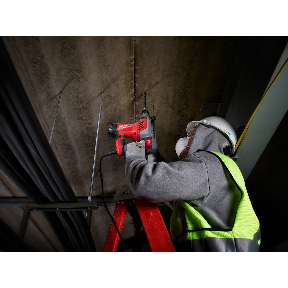 Milwaukee 5268-21 1-1/8 in. SDS Plus Rotary Hammer Kit - in use