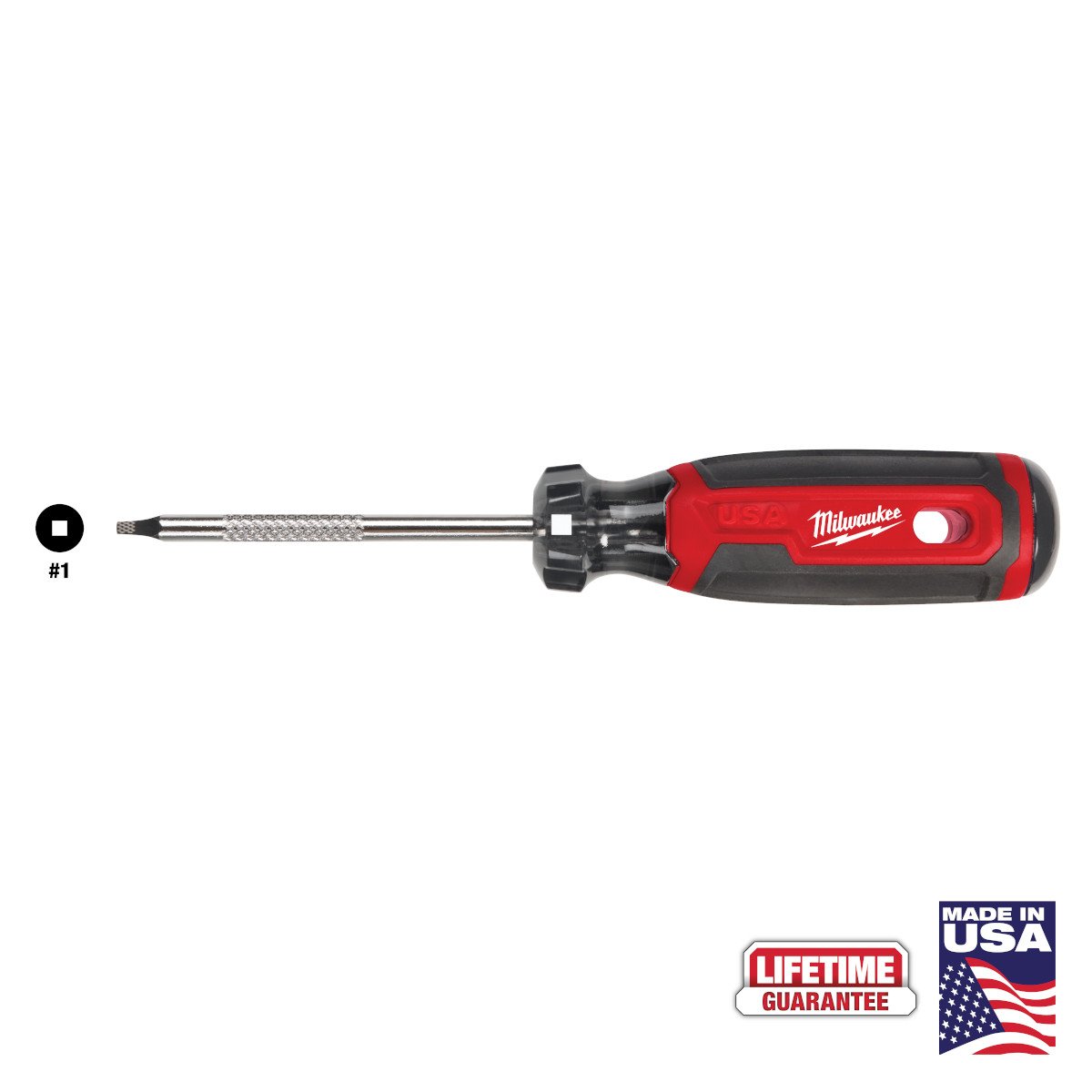 Milwaukee MT217 #1 Square 3" Cushion Grip Screwdriver (USA) - feature callout