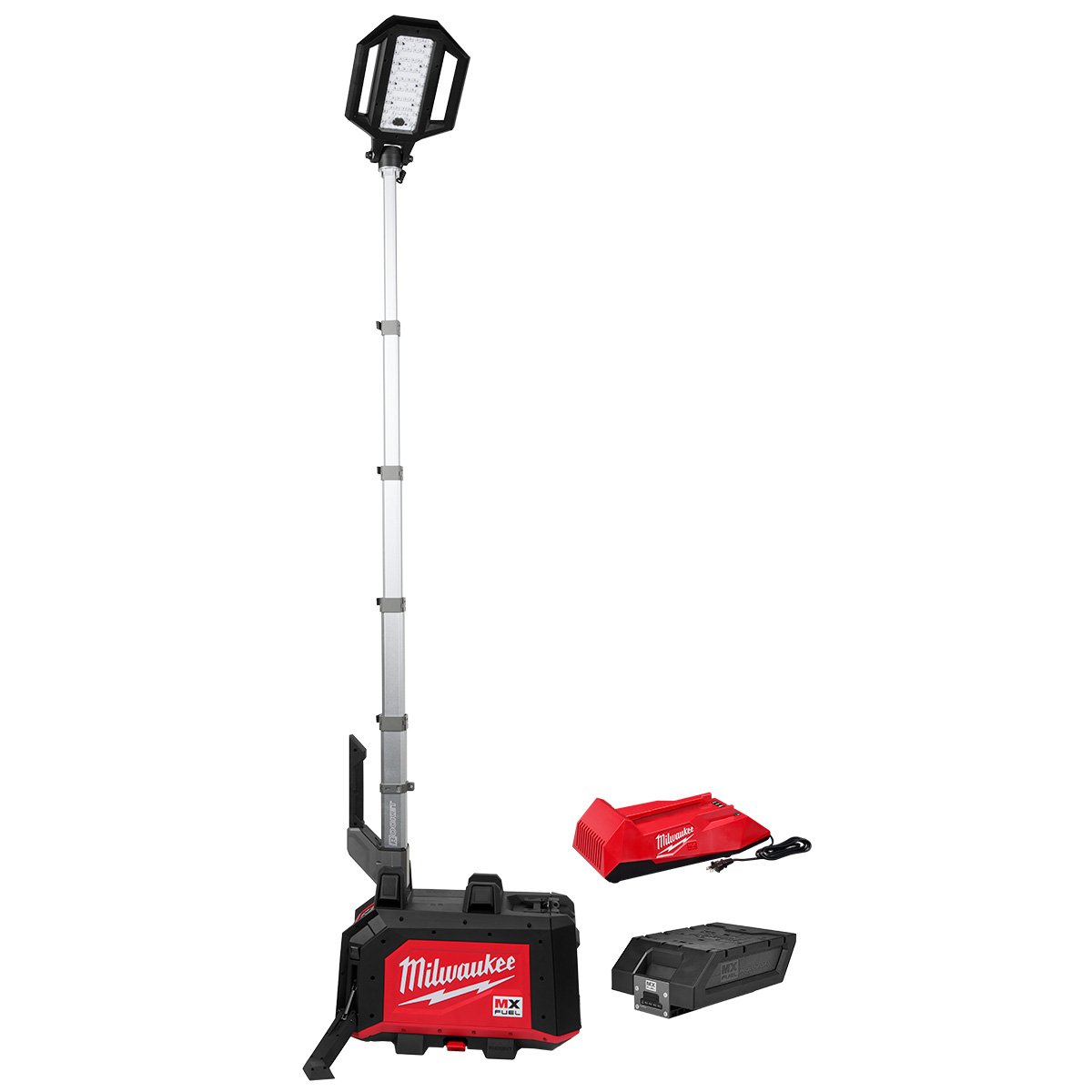 Milwaukee MXF040-1XC MX FUEL™ ROCKET™ Dual Power Compact Tower Light - kit contents