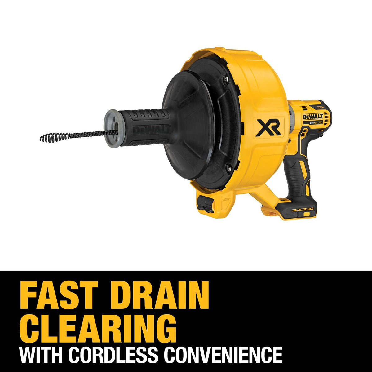 DEWALT DCD200B 20V MAX XR Manual Drain Snake -Tool Only - feature callout