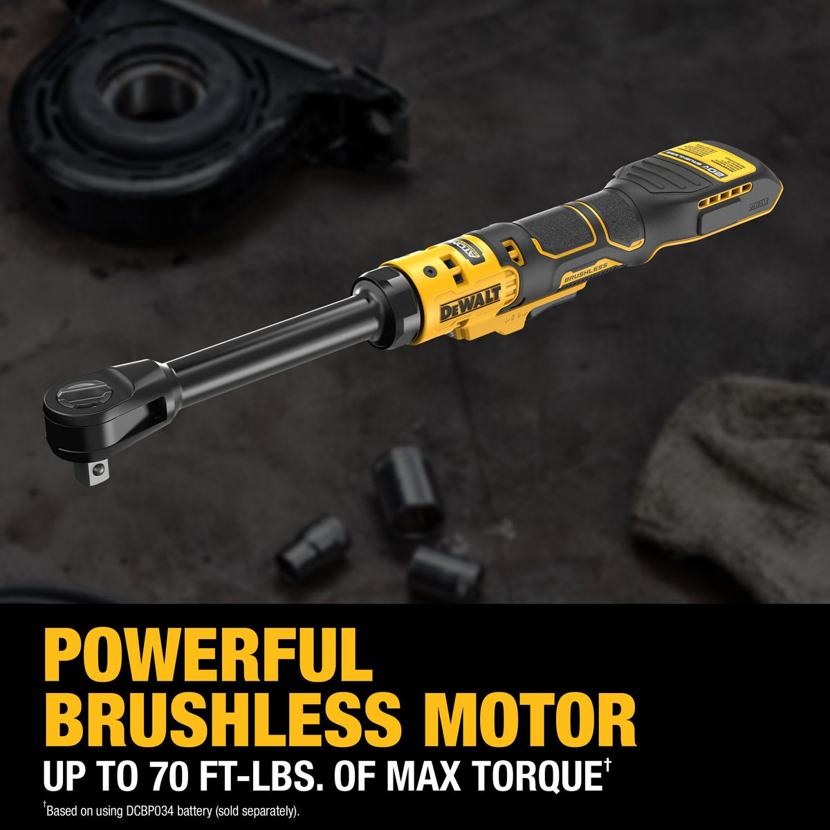 DEWALT DCF512EB ATOMIC 20V MAX Brushless Cordless 1/2 in. Extended Reach Ratchet (Tool Only) - feature callout
