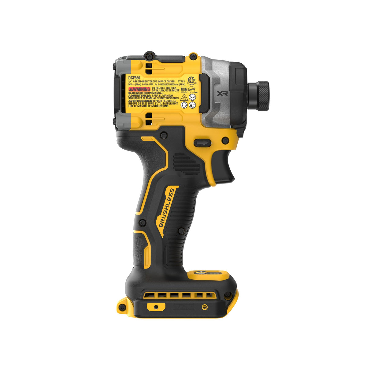 DEWALT DCF860B 20V MAX* XR® BRUSHLESS CORDLESS 3-SPEED HIGH TORQUE 1/4 IN. IMPACT DRIVER (TOOL ONLY) - product view
