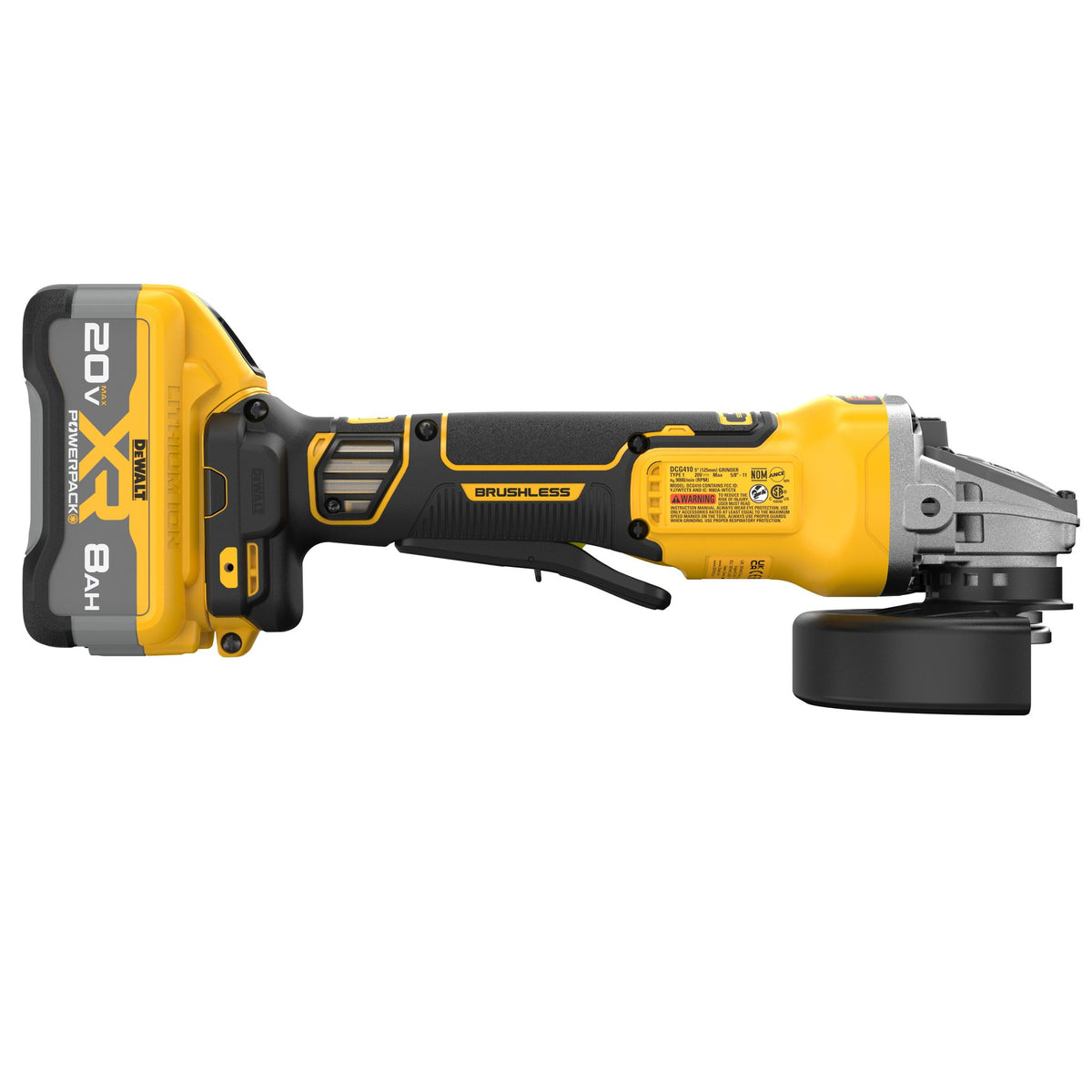 DEWALT DCG410WW1 20V MAX* XR® BRUSHLESS CORDLESS 4-1/2 IN. - 5 IN. ANGLE GRINDER KIT WITH XR POWERPACK™ - product view