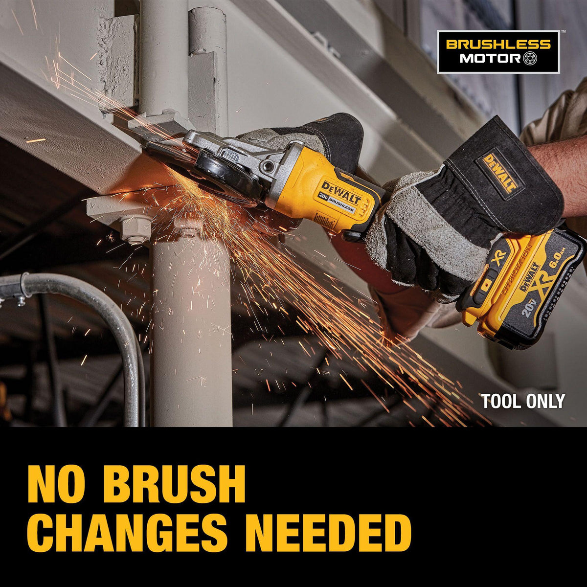 DEWALT DCG413FB 20V Max* Xr Angle Grinder With Brake, 5-Inch, Flathead Paddle Switch, Tool Only - feature callout
