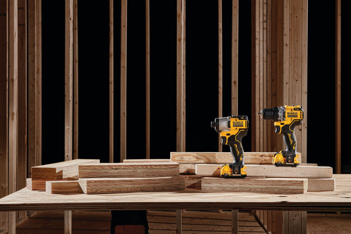 DEWALT DCK221F2 XTREME 12V MAX BRUSHLESS CORDLESS DRILL & IMPACT DRIVER KIT - in use