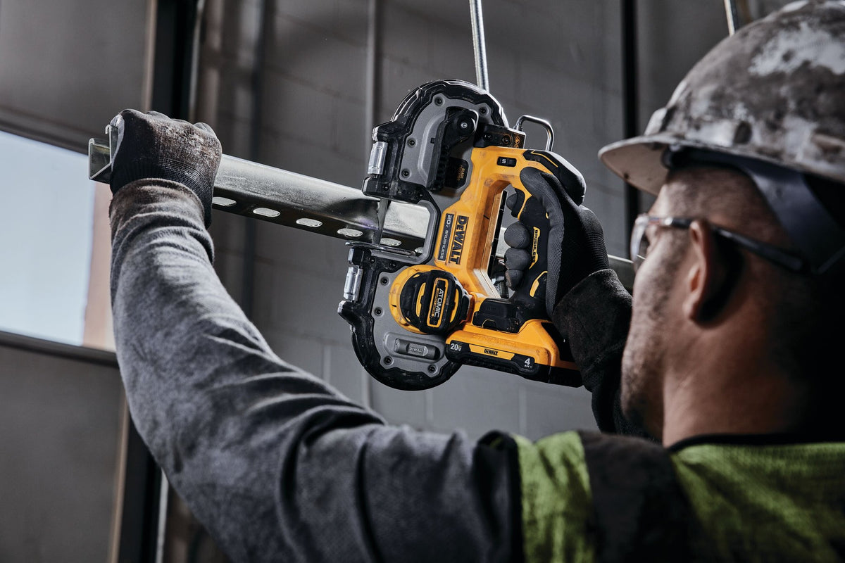 DEWALT DCS377B ATOMIC 20V MAX* Brushless Cordless 1-3/4 in. Compact Bandsaw (Tool Only) - in use