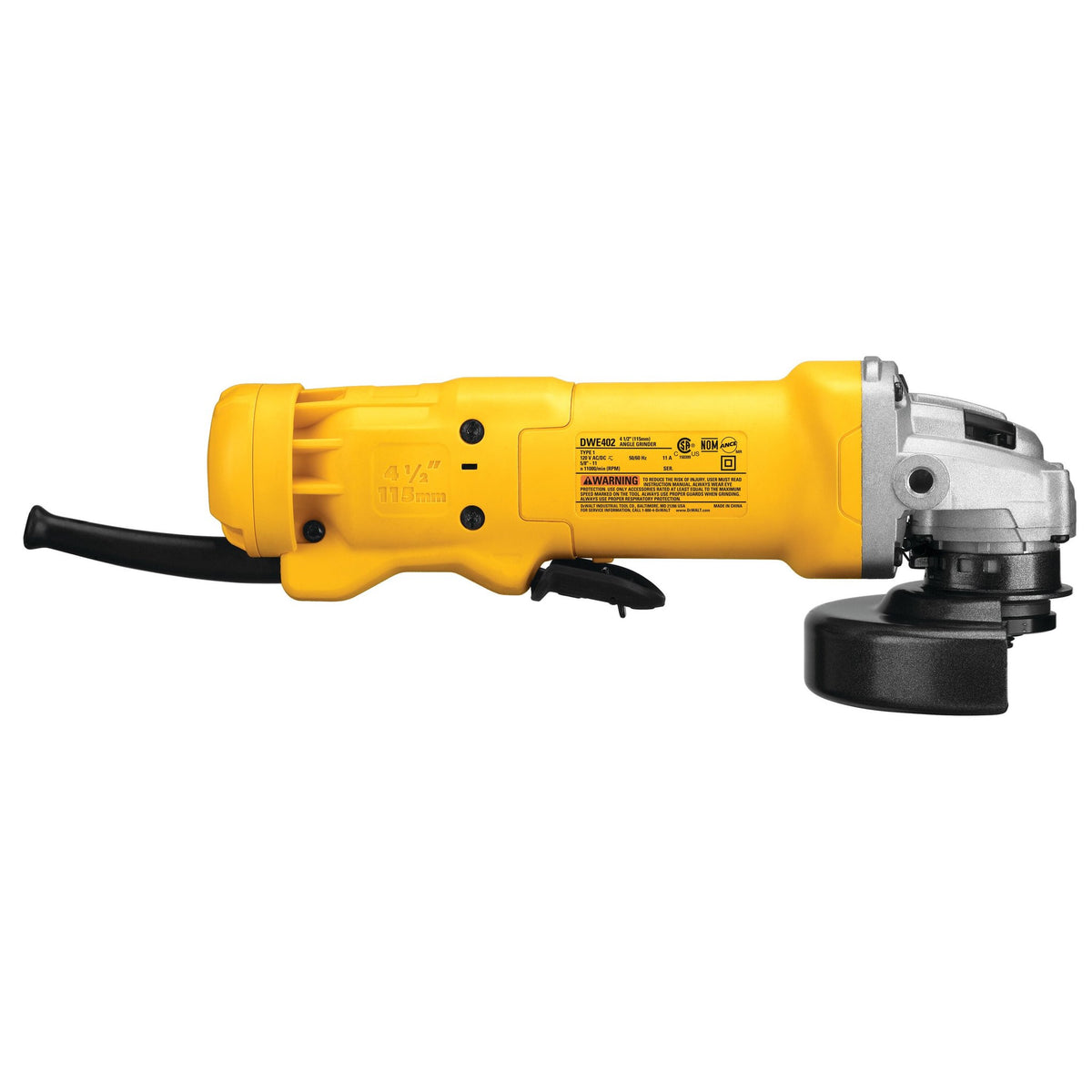 DEWALT DWE402 Angle Grinder Tool, Paddle Switch, 4-1/2-Inch, 11-Amp - product view