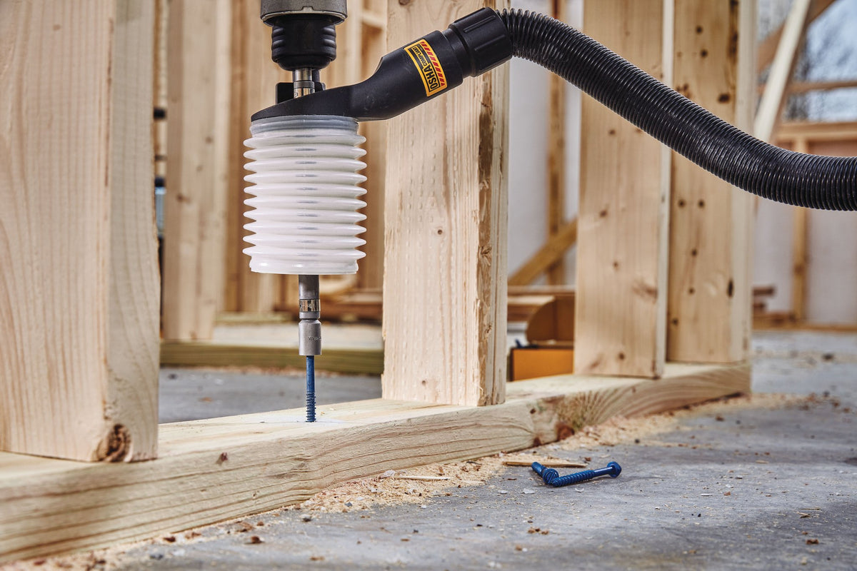 DEWALT DWH200D SDS+ Rotary Hammer Dust Exctraction Cup Set - in use