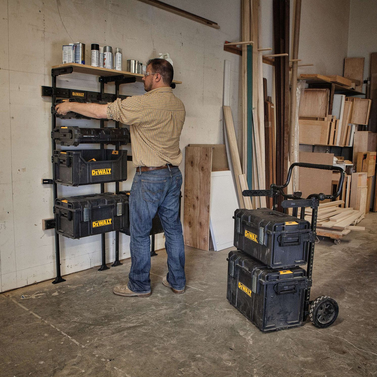 DEWALT DWST08260 Garage Storage Rack, Tough System - in use