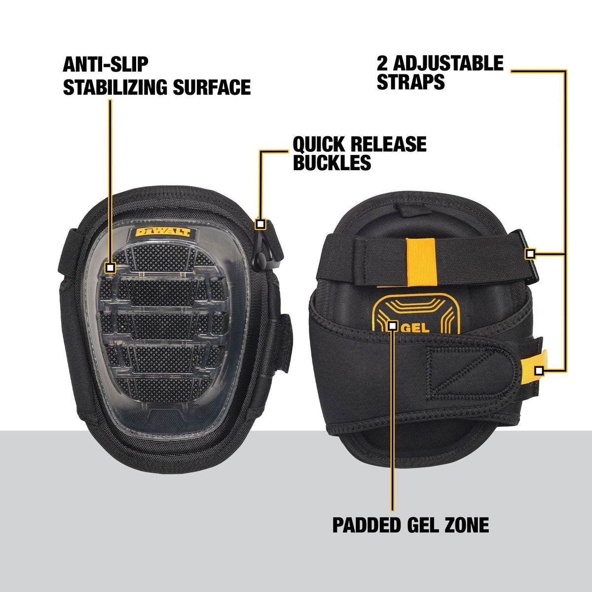 DEWALT DWST590012 Stabilizing Knee Pads with Gel - feature callout