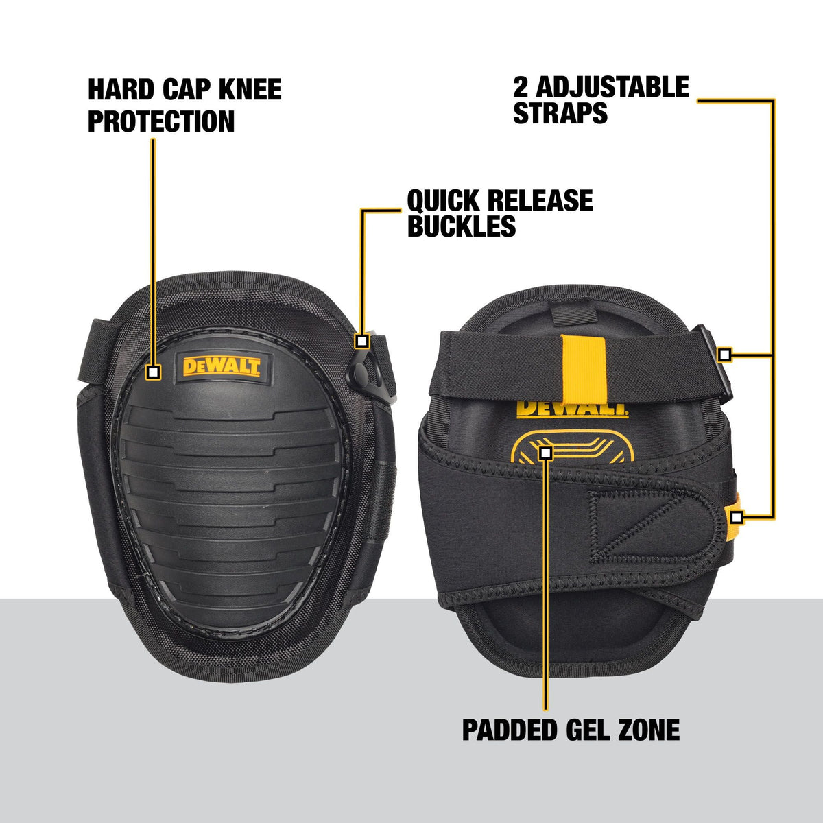 DEWALT DWST590013 Hard-Shell Knee Pads with Gel - feature callout