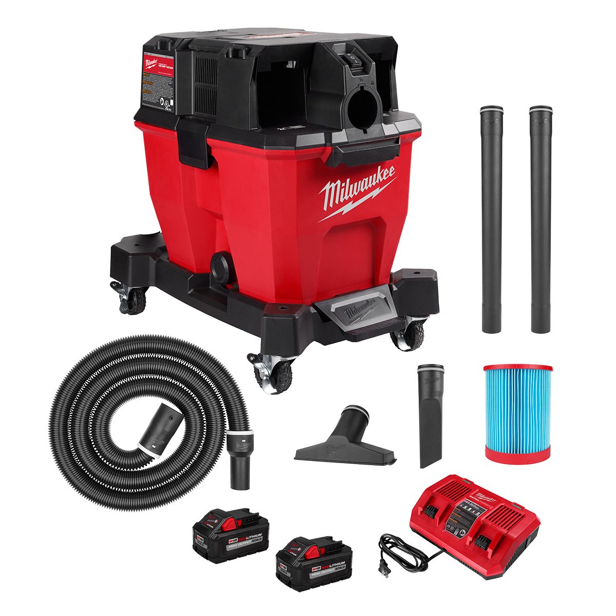 Milwaukee 0920-22HD M18 FUEL™ 9 Gallon Dual-Battery Wet/Dry Vacuum Kit - kit contents
