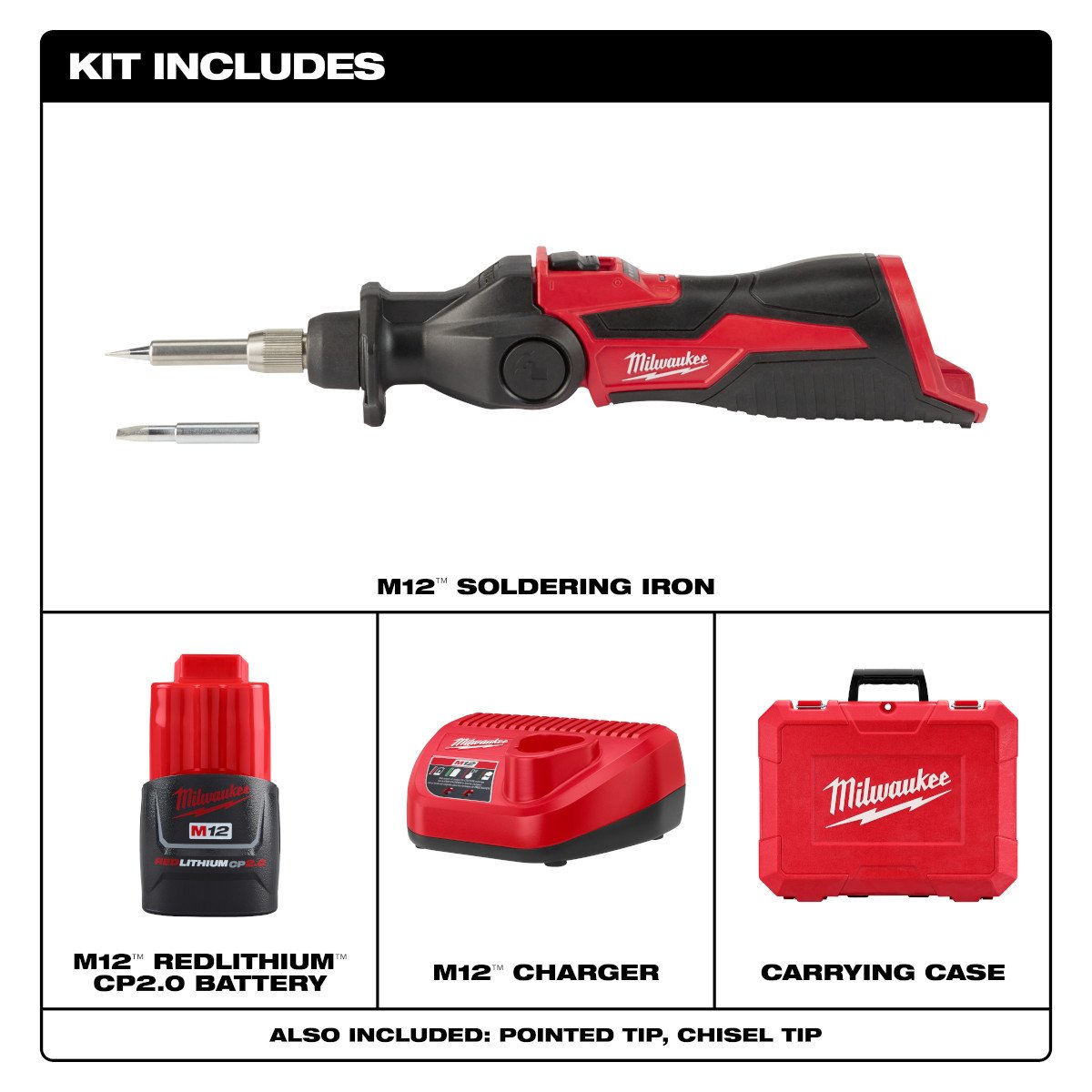 Milwaukee 2488-21 M12™ Soldering Iron Kit - feature callout