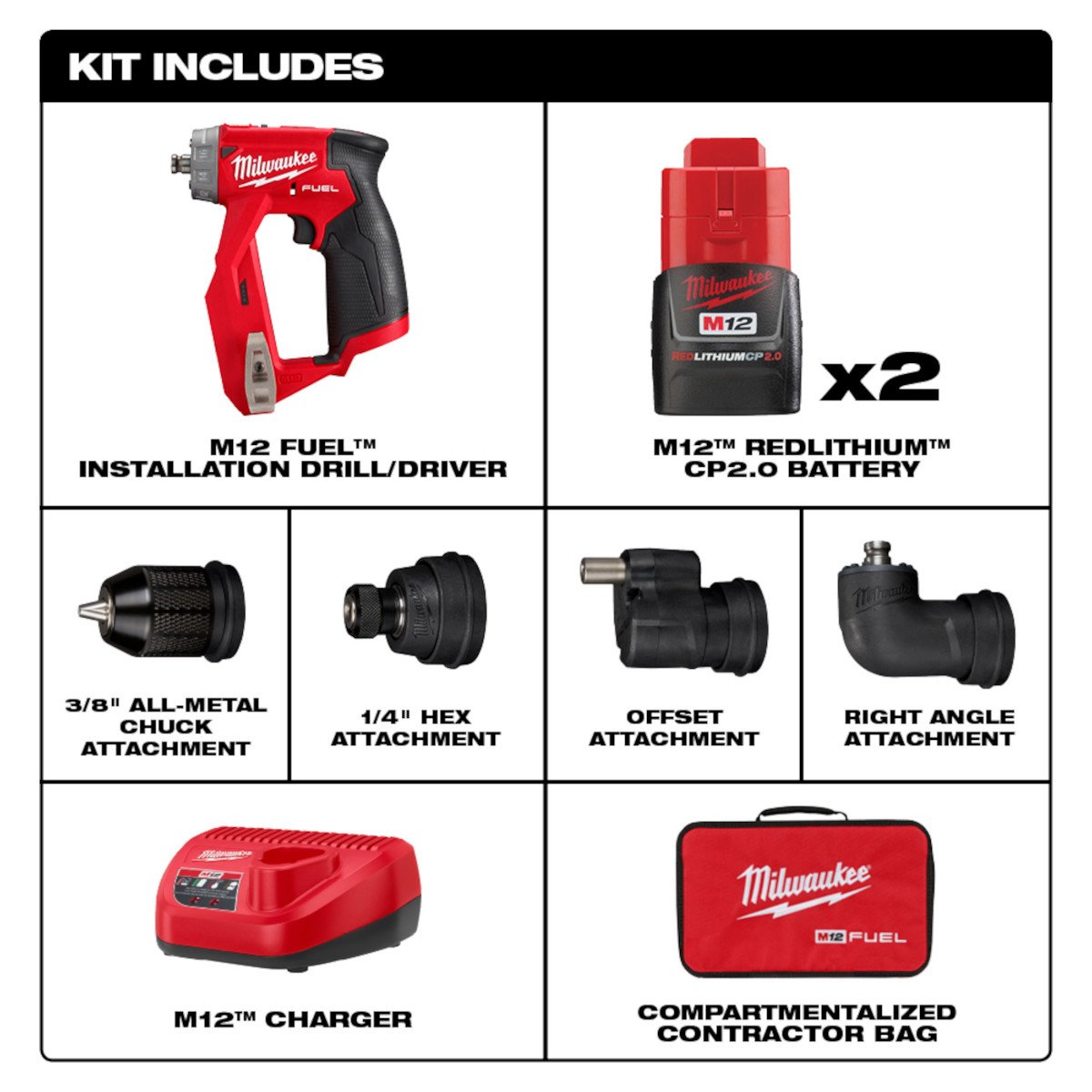 Milwaukee 2505-22 M12 FUEL™ Installation Drill/Driver Kit - product view