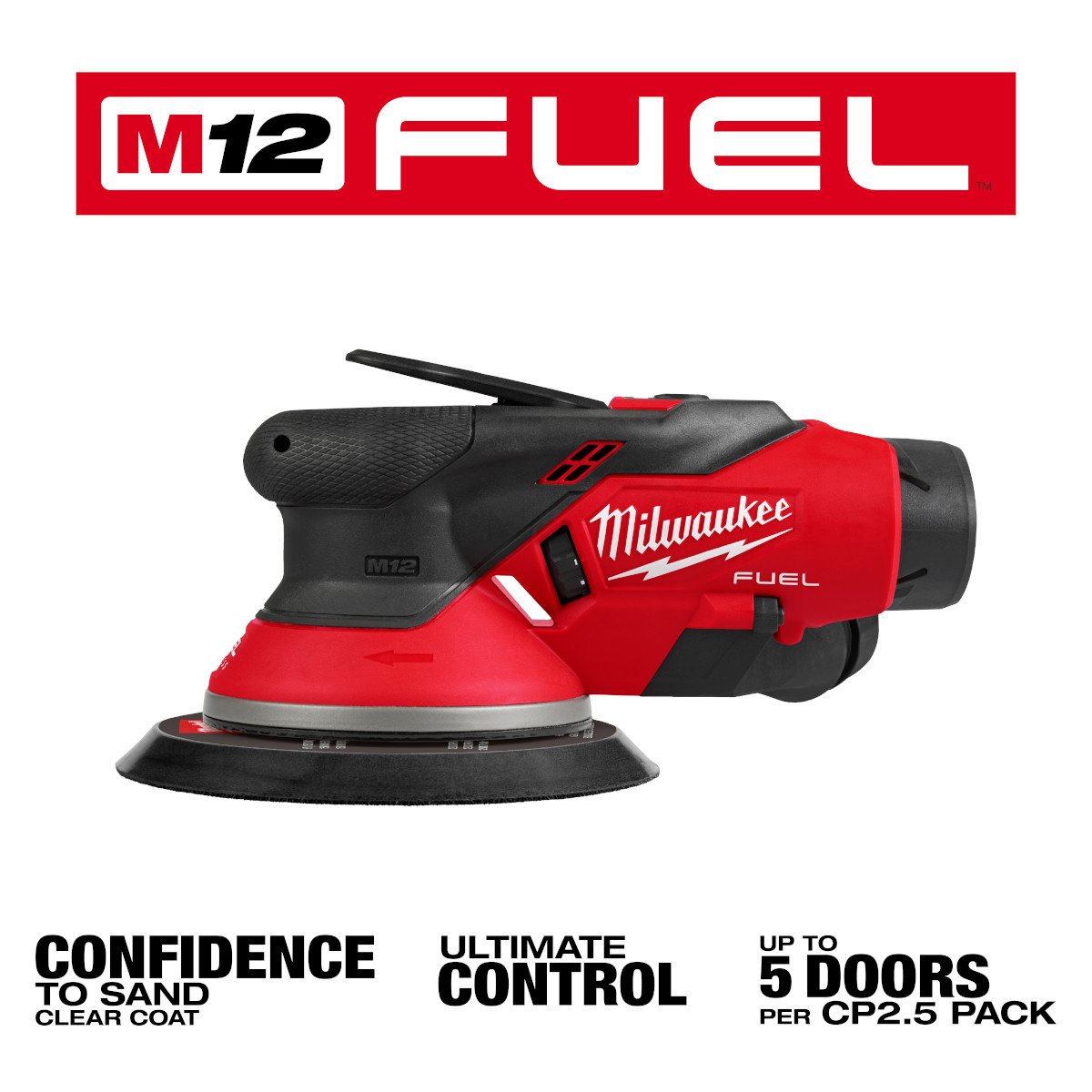 Milwaukee 2584-22CX M12 FUEL™ 6" Random Orbital Sander Kit (3/32") - feature callout
