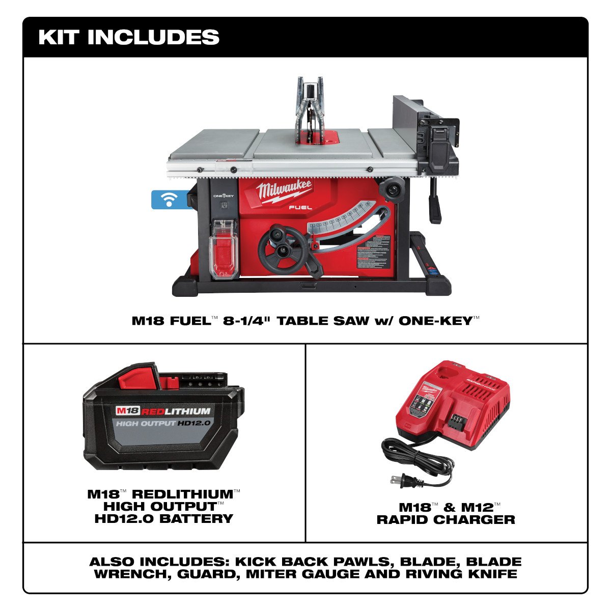Milwaukee 2736-21HD M18 FUEL™ 8-1/4 in. Table Saw with ONE-KEY™ Kit - feature callout