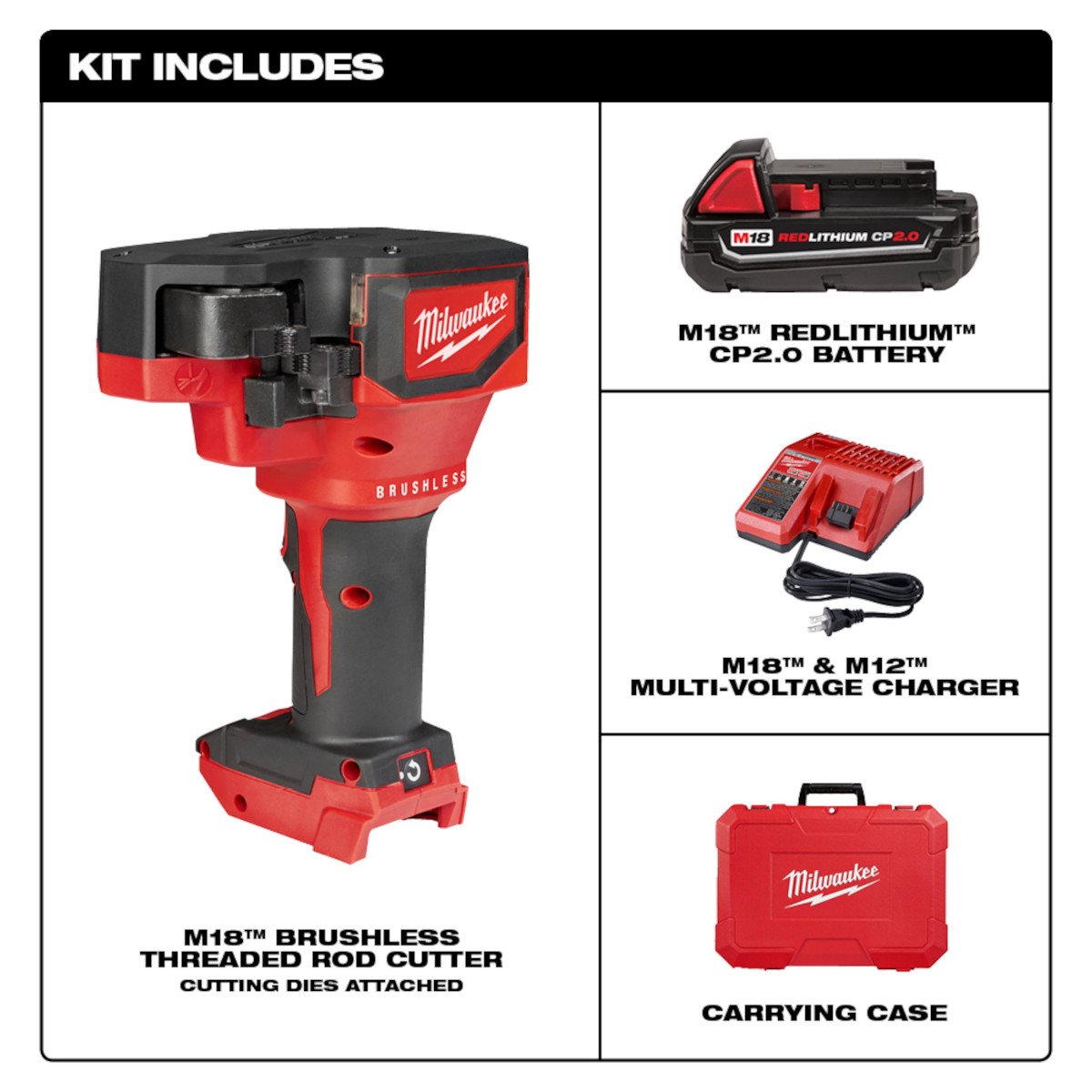 Milwaukee 2872-21 M18™ Threaded Rod Cutter Kit - feature callout