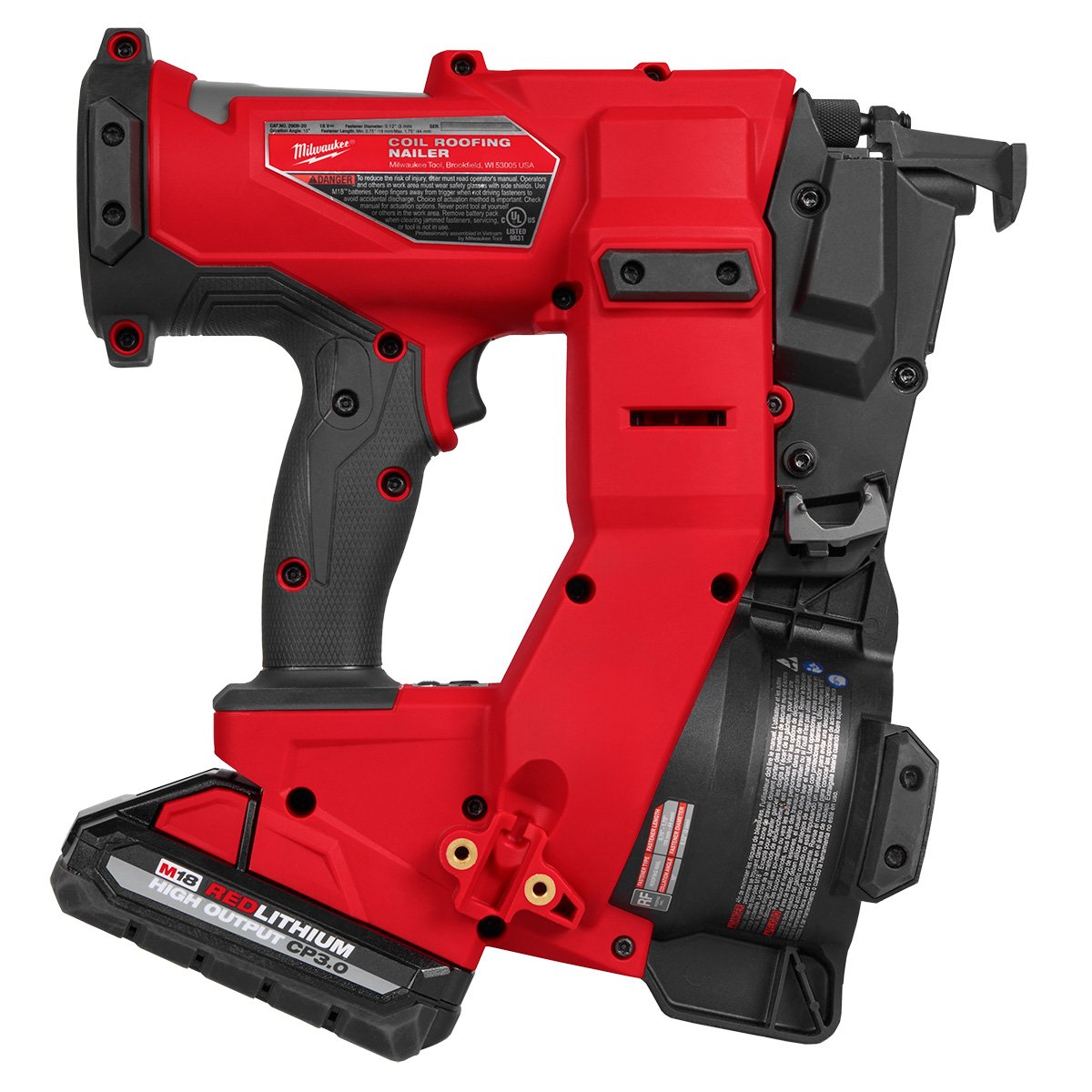 Milwaukee 2909-21 M18 FUEL™ Coil Roofing Nailer Kit - product view