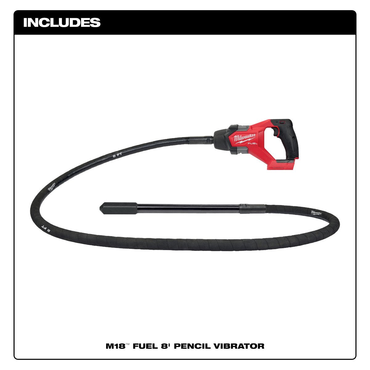Milwaukee 2911-20 M18 FUEL™ 8' Concrete Pencil Vibrator - Tool Only - feature callout