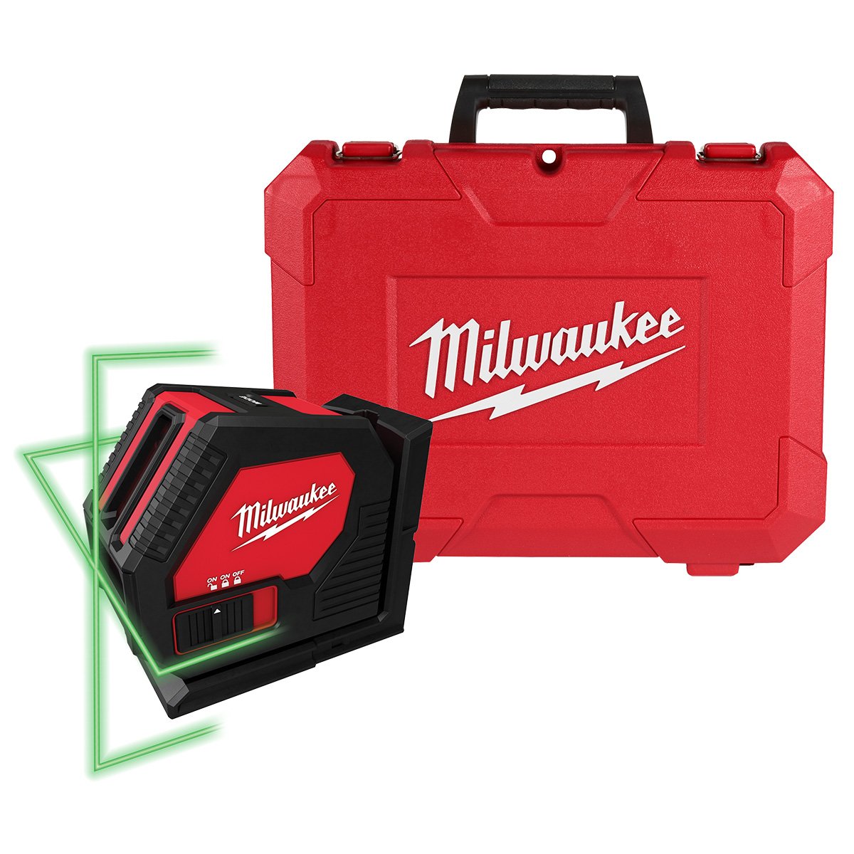 Milwaukee 3421 Green Cross Line Laser - kit contents