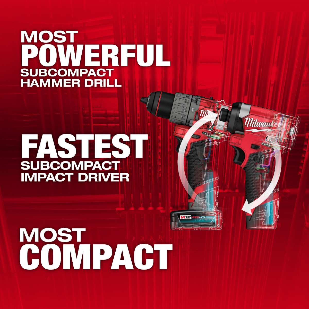 Milwaukee 3497-22 M12 FUEL™ 2-Tool Combo Kit - feature callout