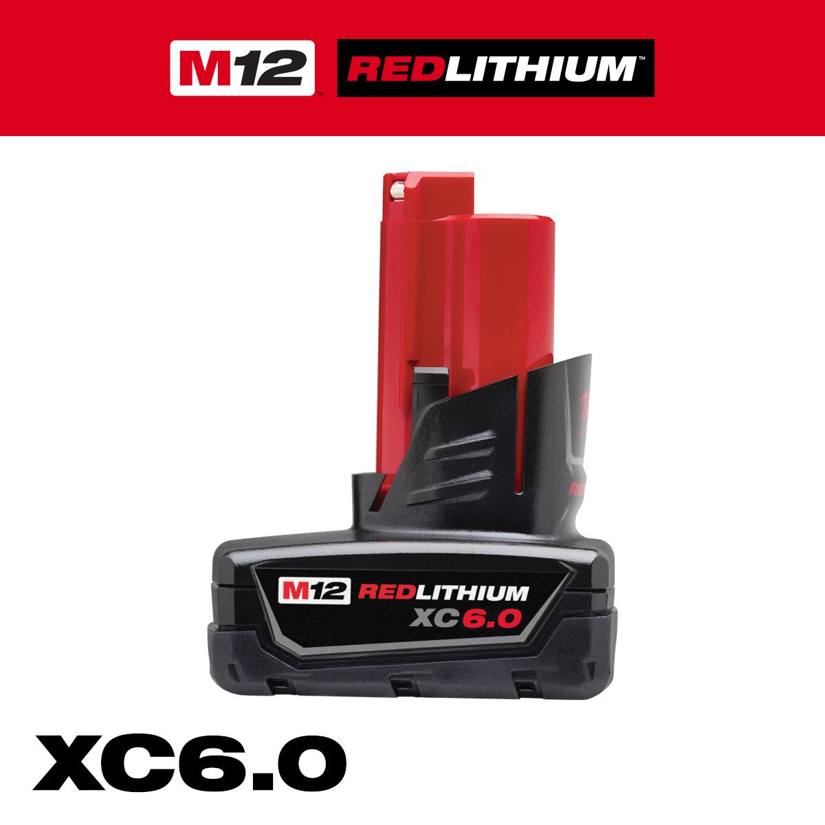 Milwaukee 48-11-2460 M12™ REDLITHIUM™ XC 6.0Ah Extended Capacity Battery Pack - feature callout