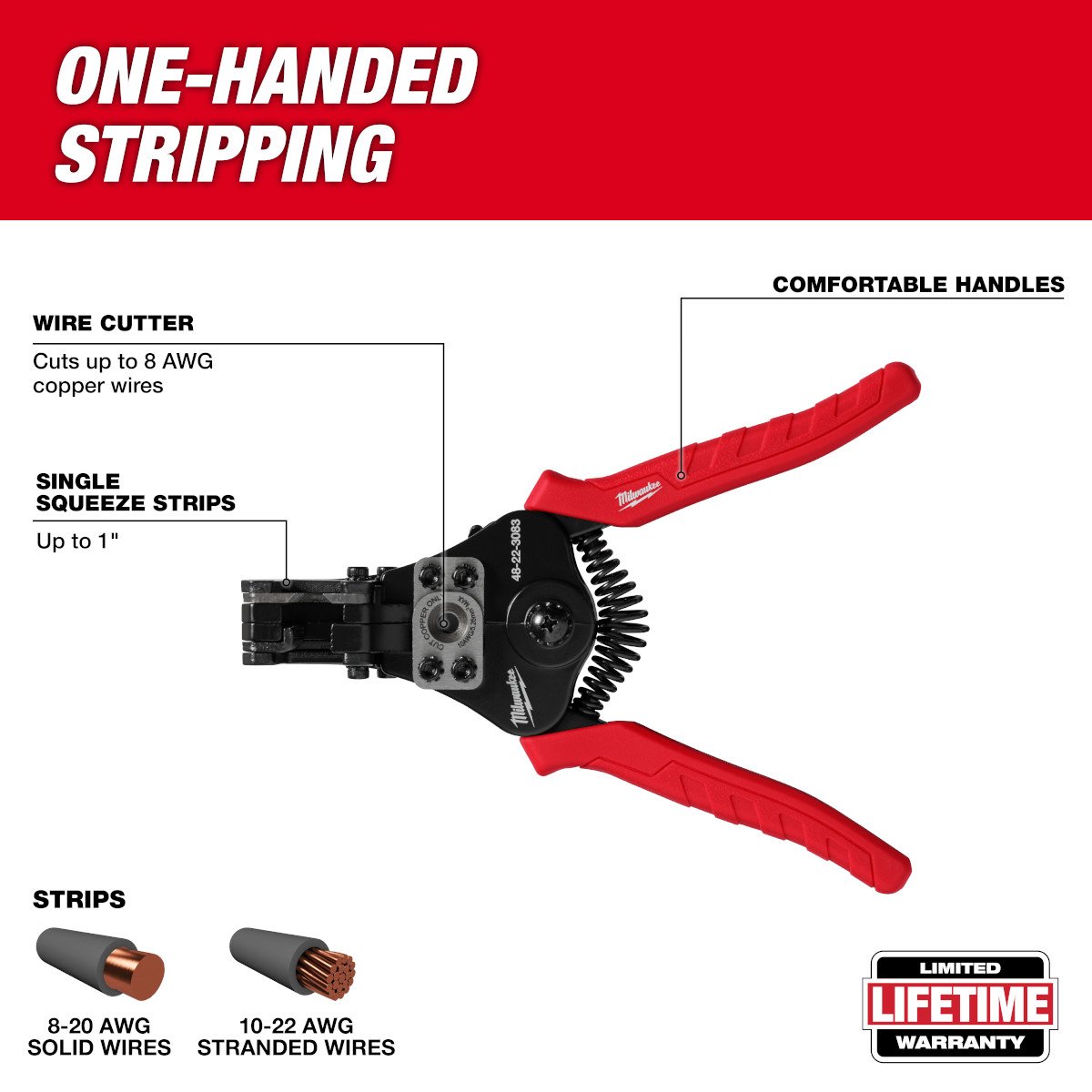 Milwaukee 48-22-3083 Automatic Wire Stripper & Cutter - feature callout