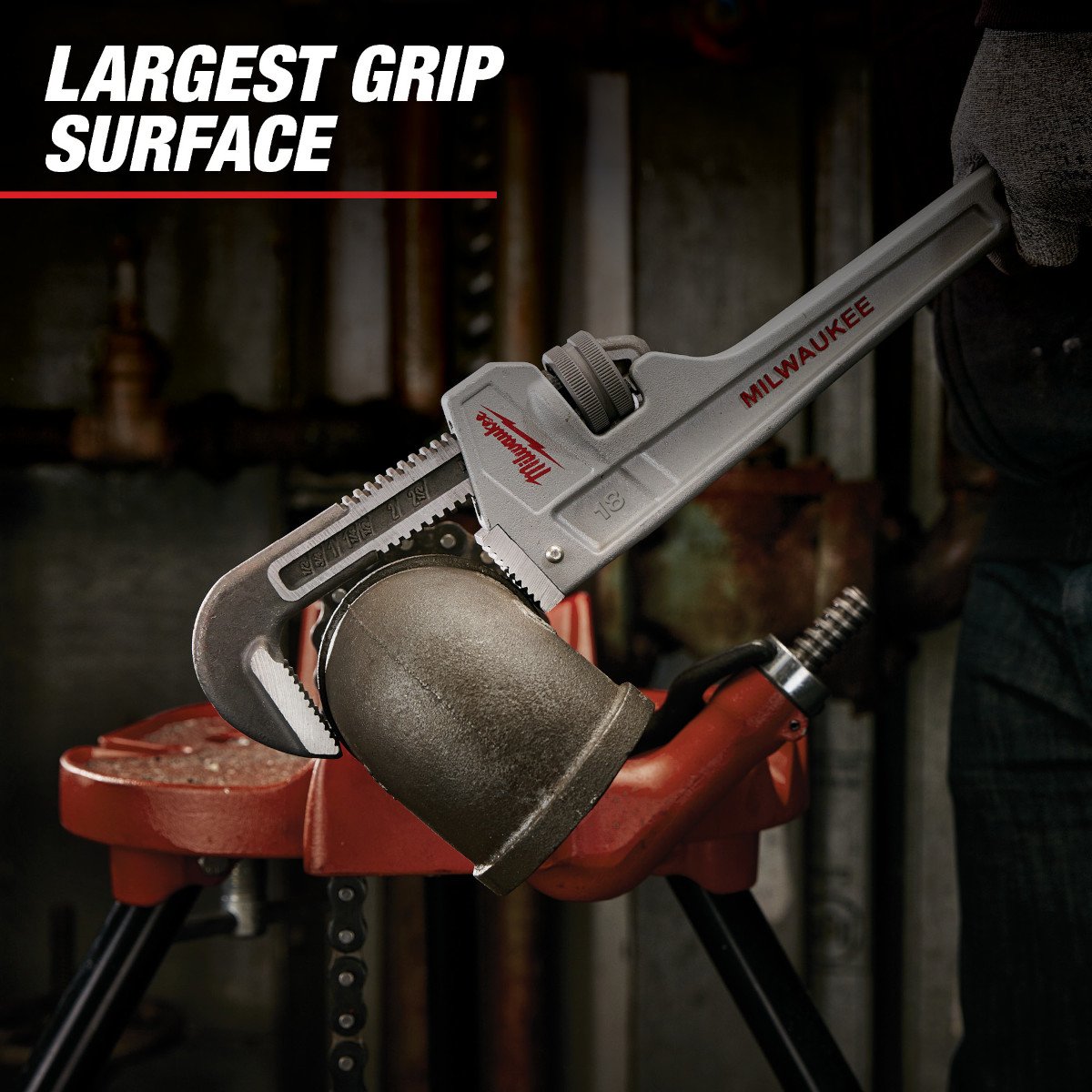 Milwaukee 48-22-7218 18 in. Aluminum Pipe Wrench - feature callout
