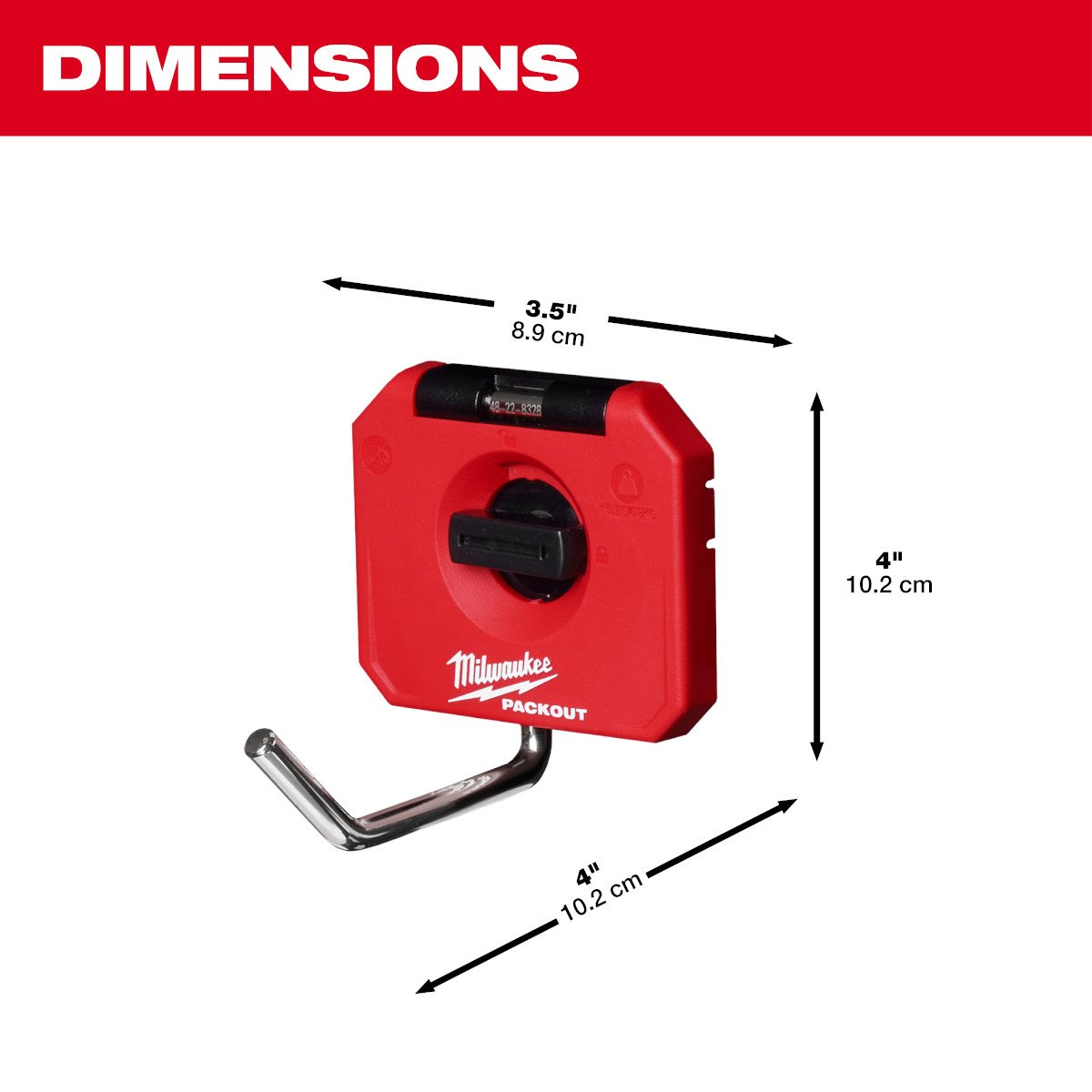 Milwaukee 48-22-8328 PACKOUT™ 4" Single Straight Hook - feature callout