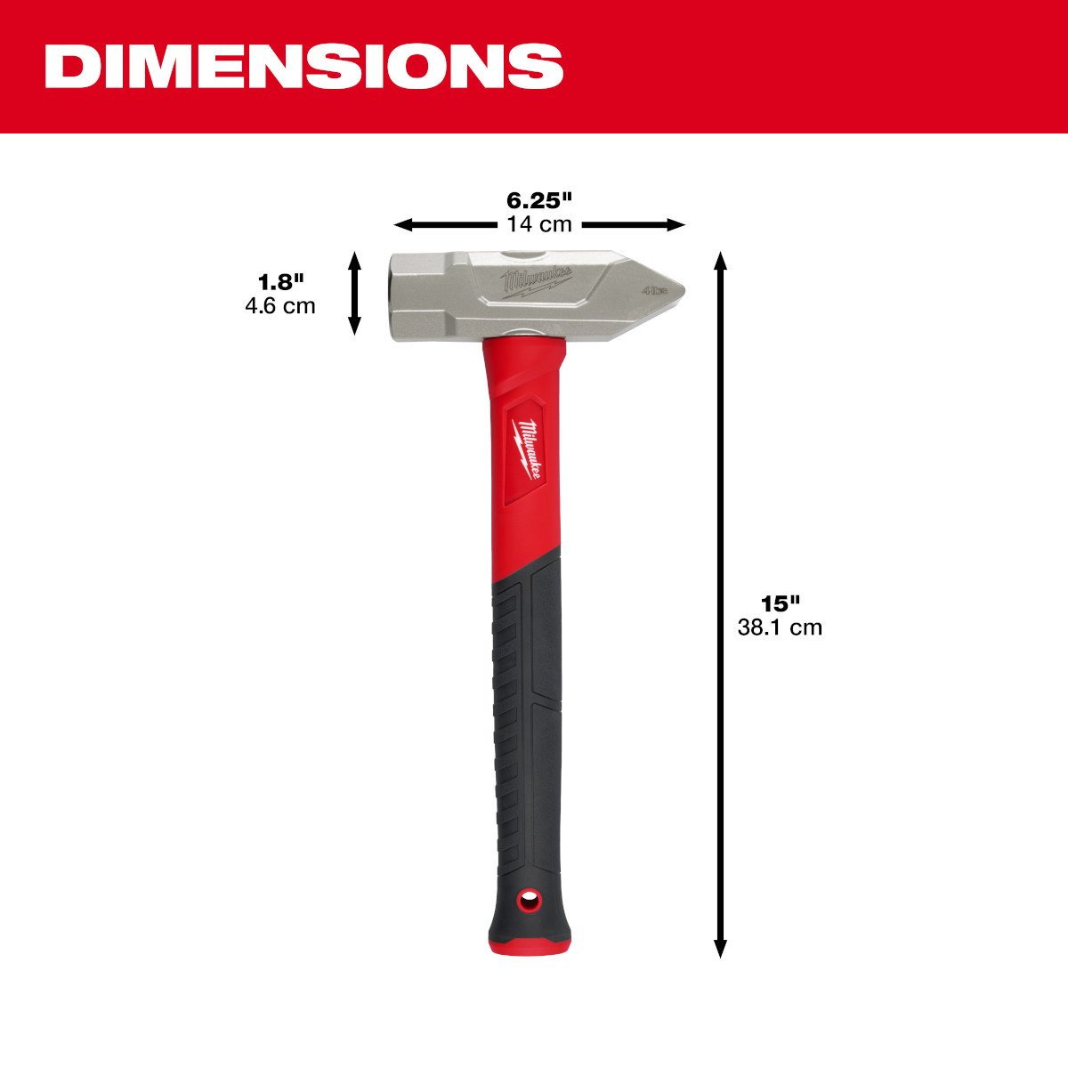 Milwaukee 48-22-9315 4lb Fiberglass Cross Peen Hammer - feature callout