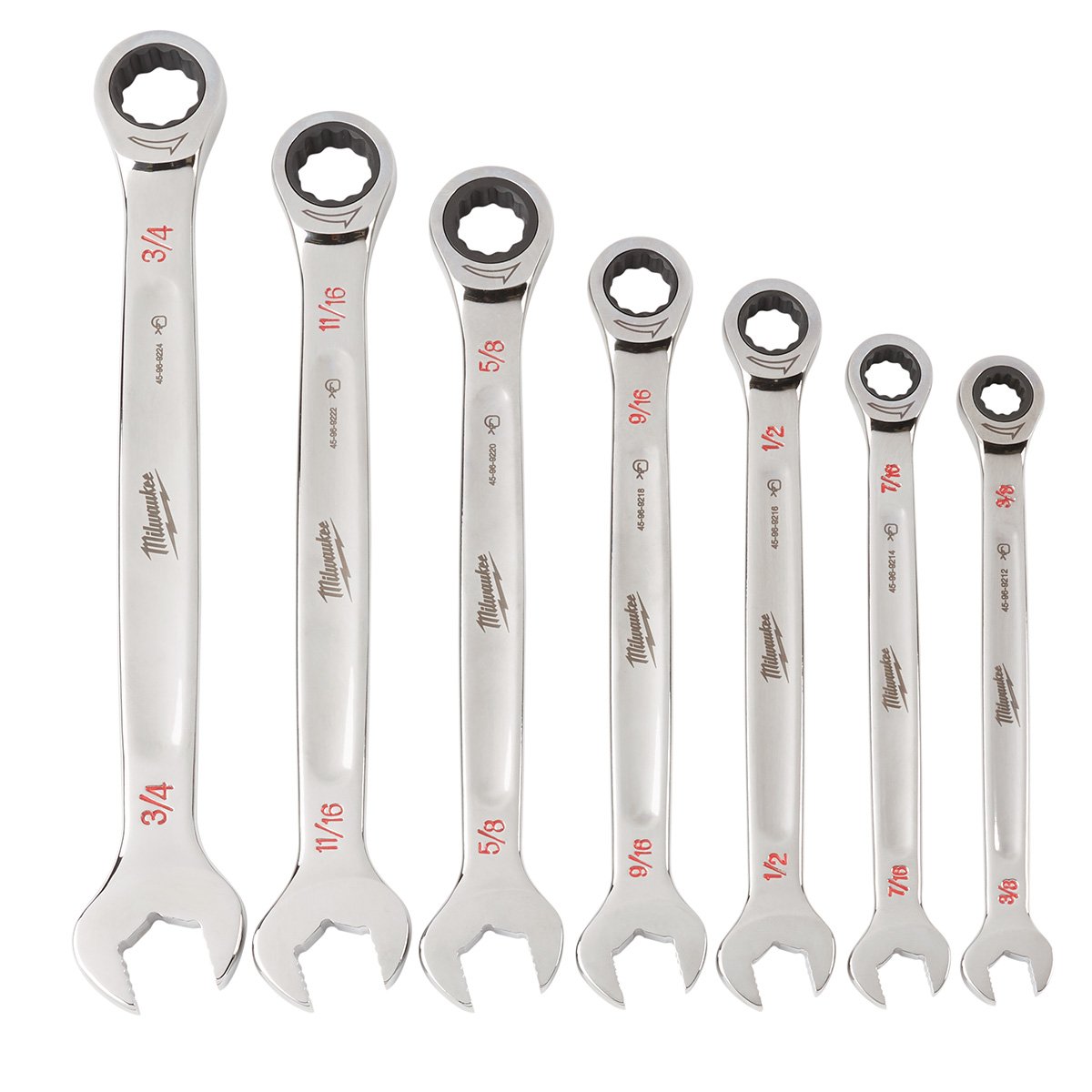 Milwaukee 48-22-9406 7pc Ratcheting Combination Wrench Set - SAE - product view