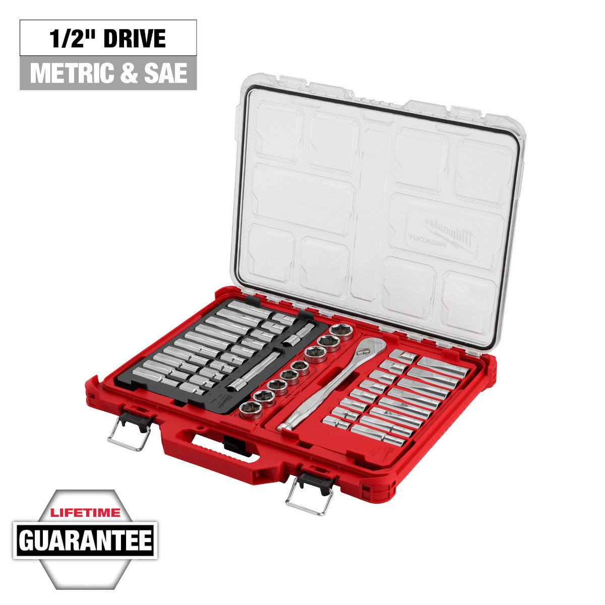 Milwaukee 48-22-9487 47PC 1/2" Drive Ratchet & Socket Set with PACKOUT™ Organizer - product view