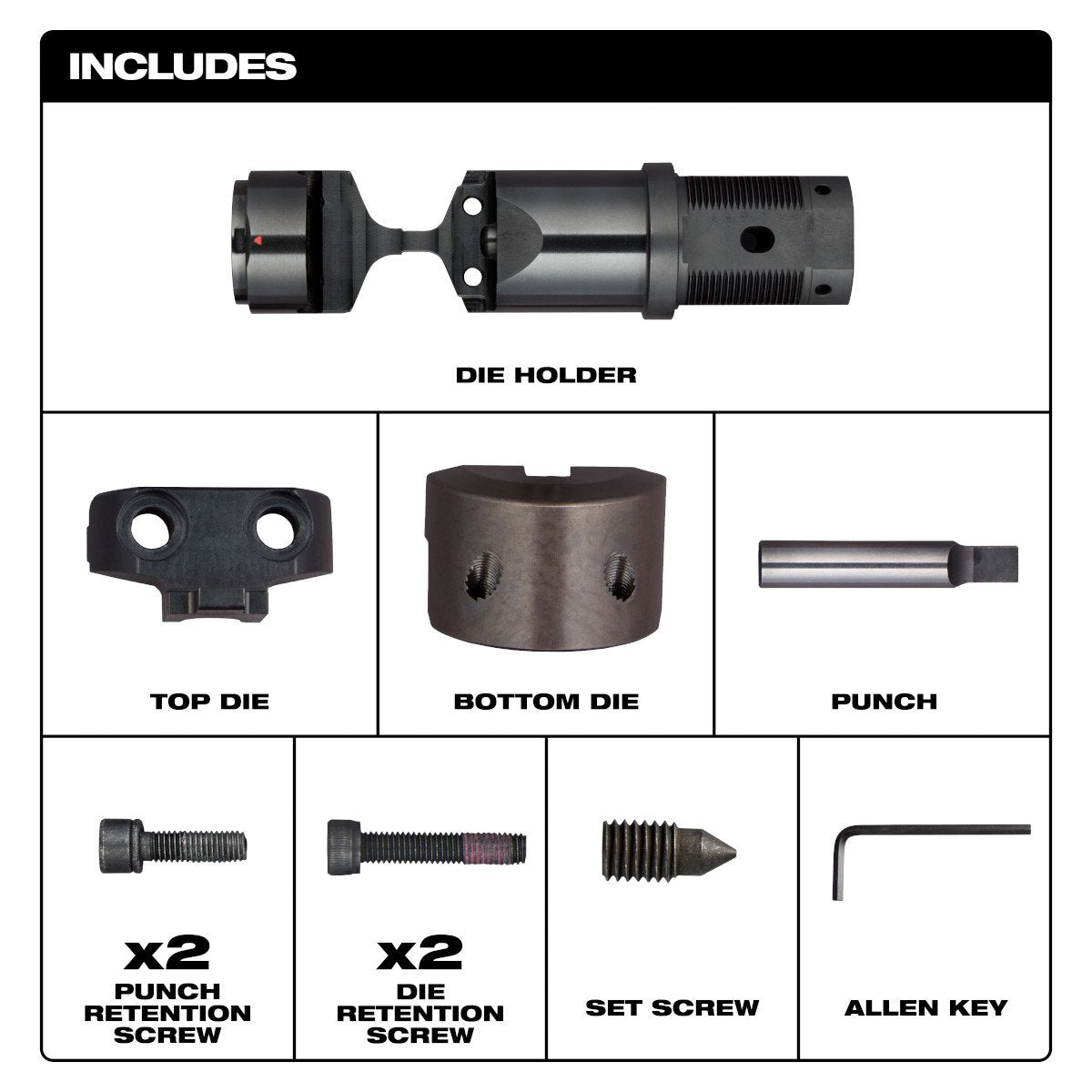 Milwaukee 48-44-0276 M18 FUEL™ 10 Ga Die Holder Kit - feature callout