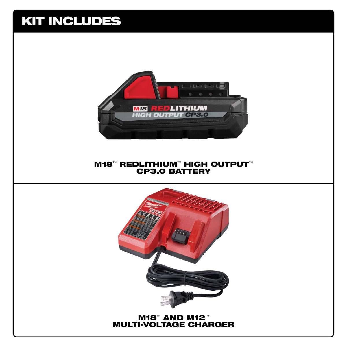 Milwaukee 48-59-1835 M18™ REDLITHIUM™ HIGH OUTPUT™ CP3.0 Starter Kit - feature callout