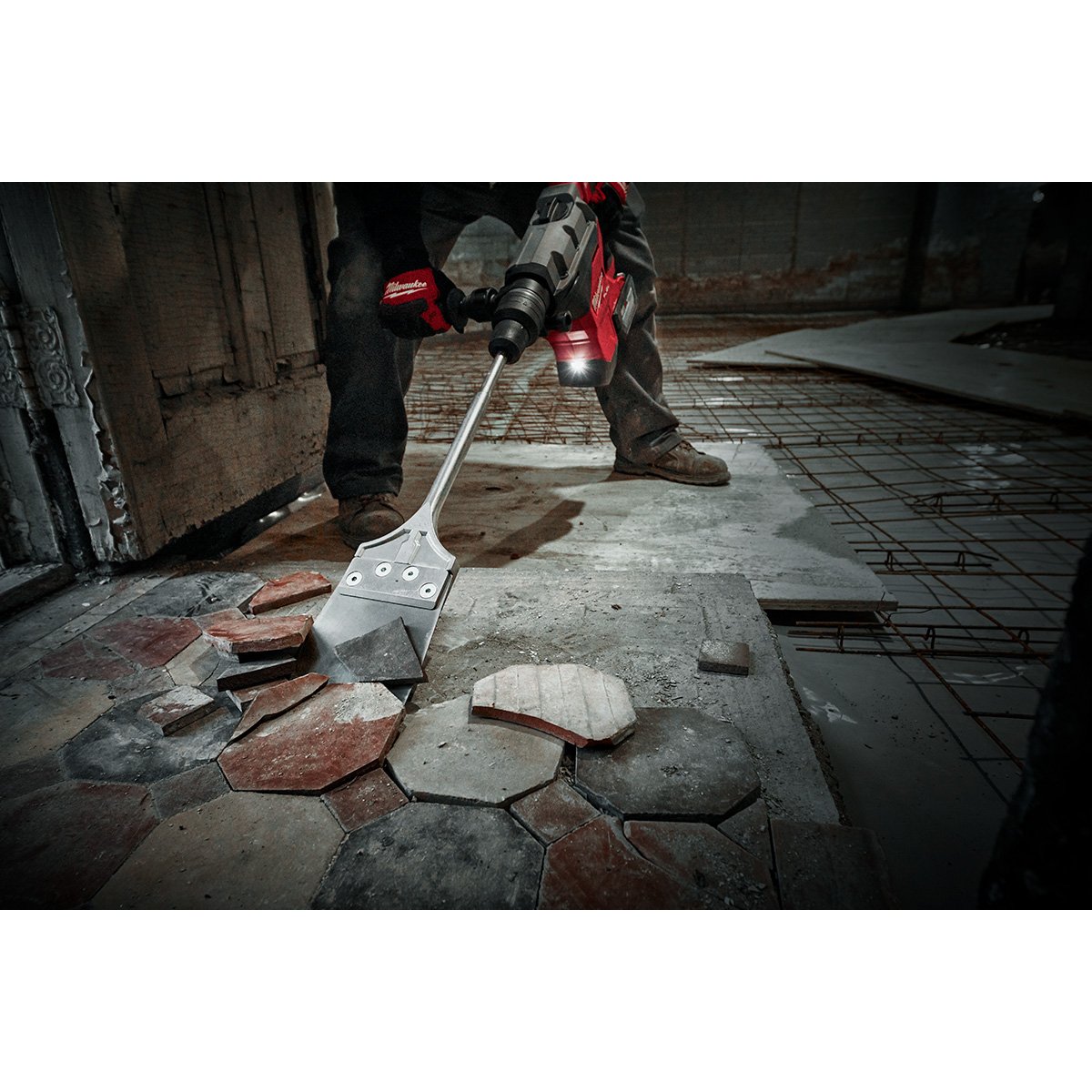 Milwaukee 48-62-4096 SDS MAX SLEDGE™ Floor Scraper - in use