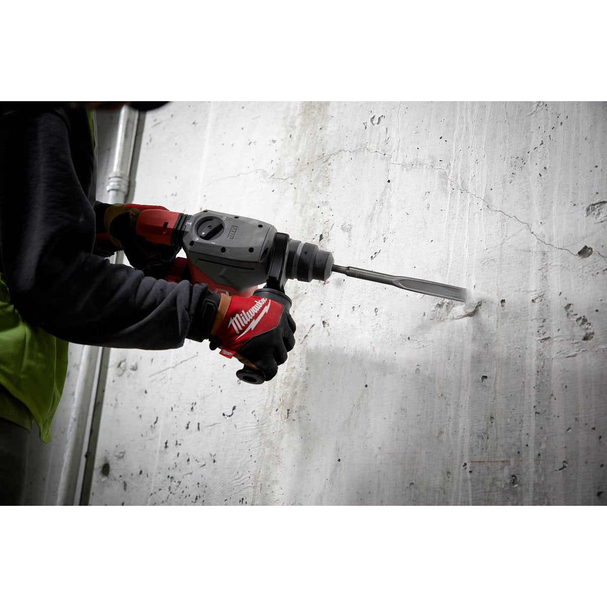Milwaukee 48-62-6052 SDS PLUS SLEDGE™ 3/4" X 10" Flat Chisel - in use