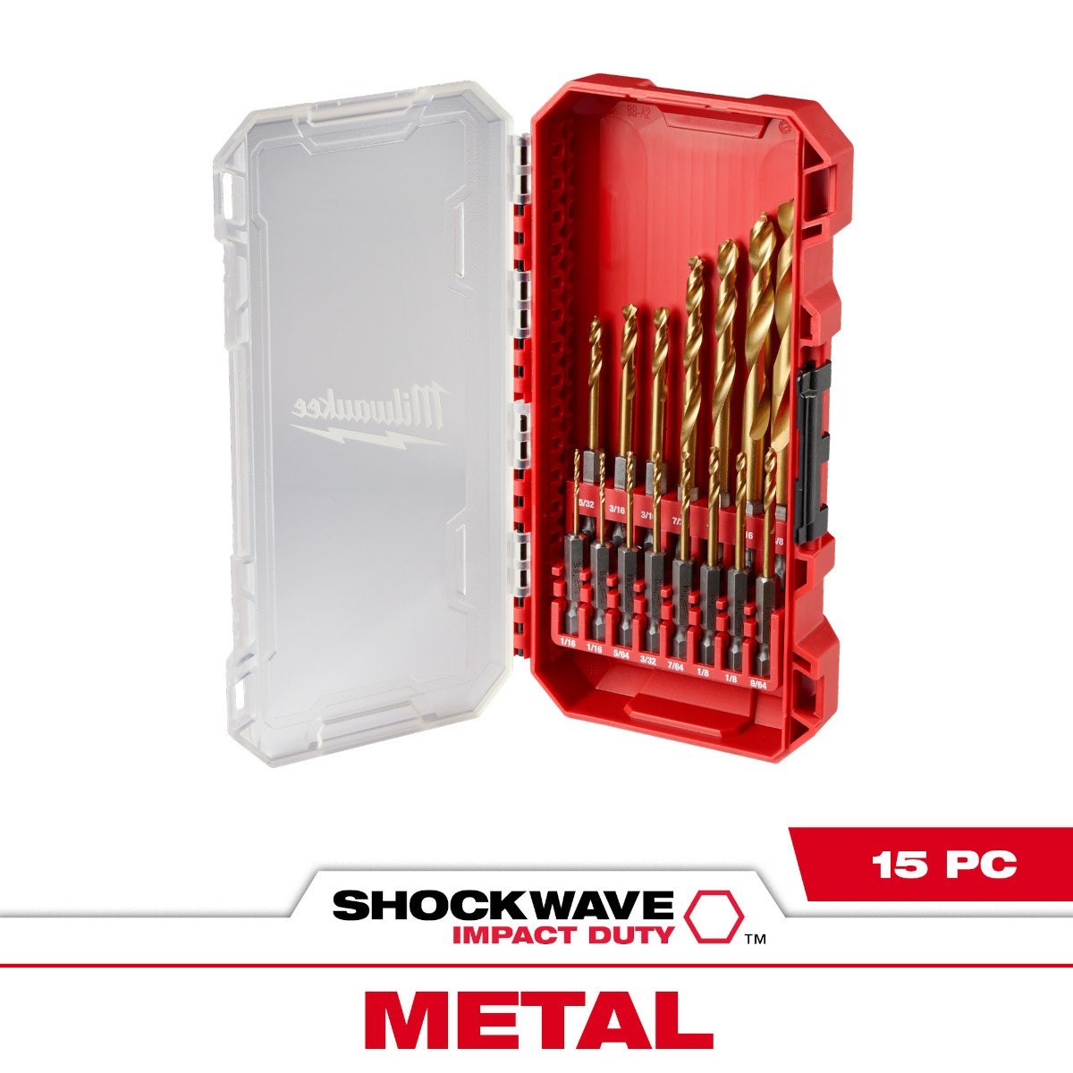 Milwaukee 48-89-4670 SHOCKWAVE Impact Duty™ RED HELIX™ Titanium Drill Bit Set - 15PC - feature callout